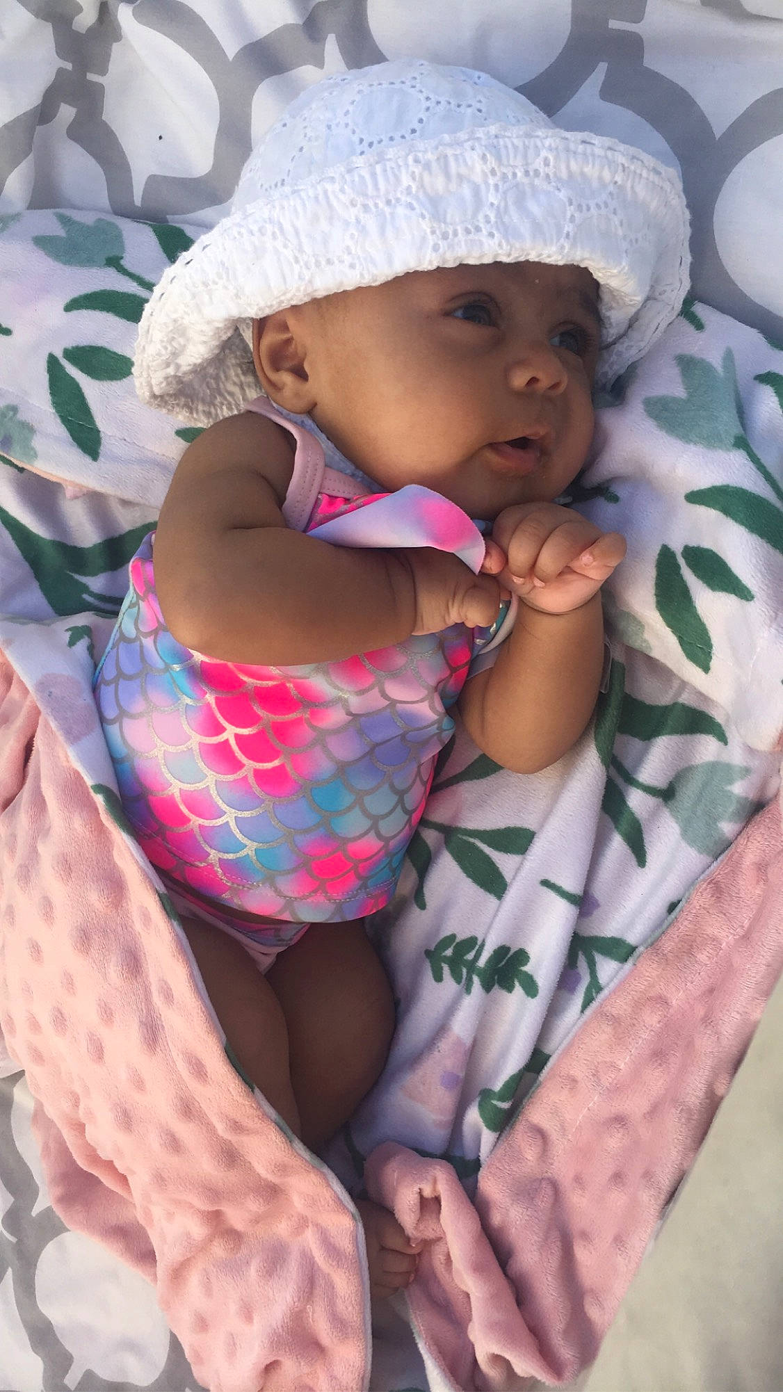 Maleah joined the competition — help win amazing prizes! arm, baby, baby_toddler_clothing, cap, child, comfort, eye, facial_expression, finger, happy, headwear, lip, mouth, organ, person, pink, product, skin, textile, thigh