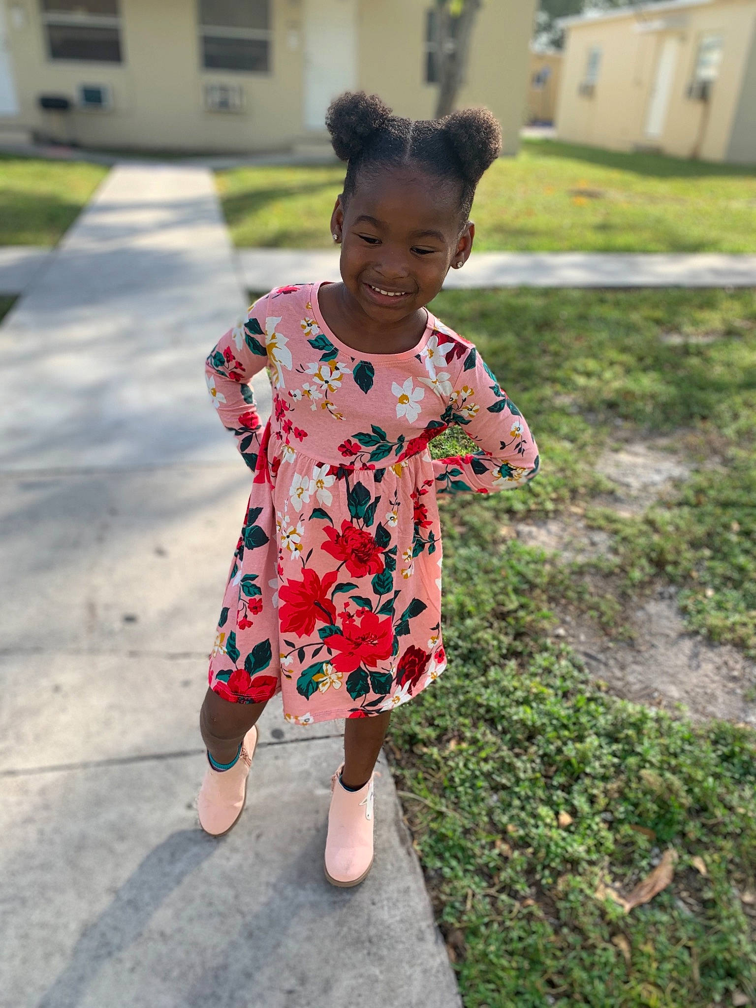 Teyana joined the competition — help win amazing prizes! adaptation, baby, child, dress, fun, grass, joy, pattern, person, pink, plant, play, smile, summer, toddler, vacation, walking