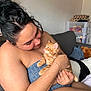 Rouxy participe au concours pour gagner de l'argent avec cette photo : person, kitten, cat, pet, couch, indoor, love, affection, holding, orange_cat, tattoo, bracelet, casual, home, comfort, relaxed, female, closeup, hair, nail_polish