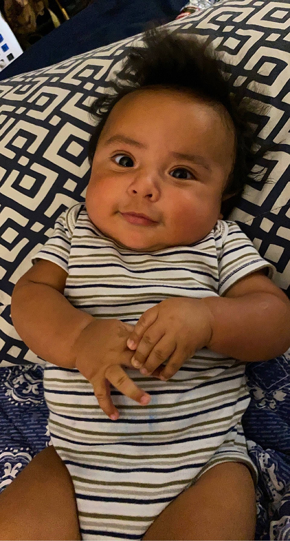 Adam is registered to the contest to win money with this photo: baby, baby_toddler_clothing, cheek, child, chin, cool, eye, face, flash_photography, hair, happy, head, iris, lip, nose, person, skin, sleeve, smile, standing