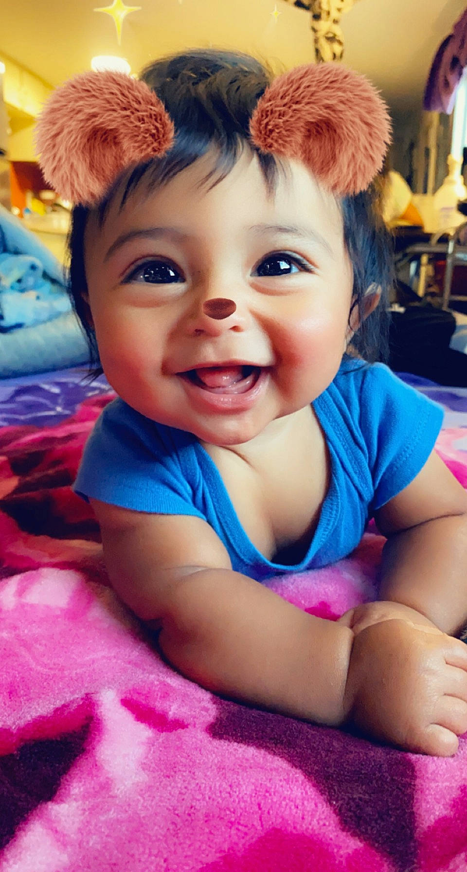 Adam joined the competition — help win amazing prizes! baby, baby_toddler_clothing, blue, cheek, child, fun, happy, headwear, human_body, iris, joy, leisure, magenta, mouth, nose, person, pink, play, purple, sitting