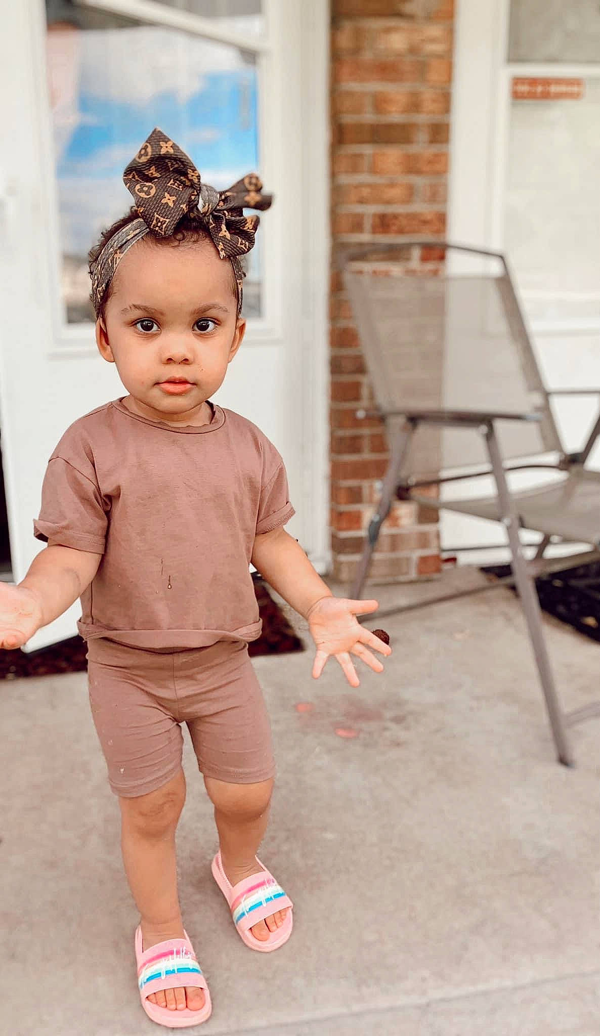 Aspyn joined the competition — help win amazing prizes! baby, baby_toddler_clothing, chair, child, eye, fashion_accessory, fashion_design, fun, happy, human_leg, knee, leisure, magenta, person, shoulder, sitting, sleeve, t_shirt, toddler, waist