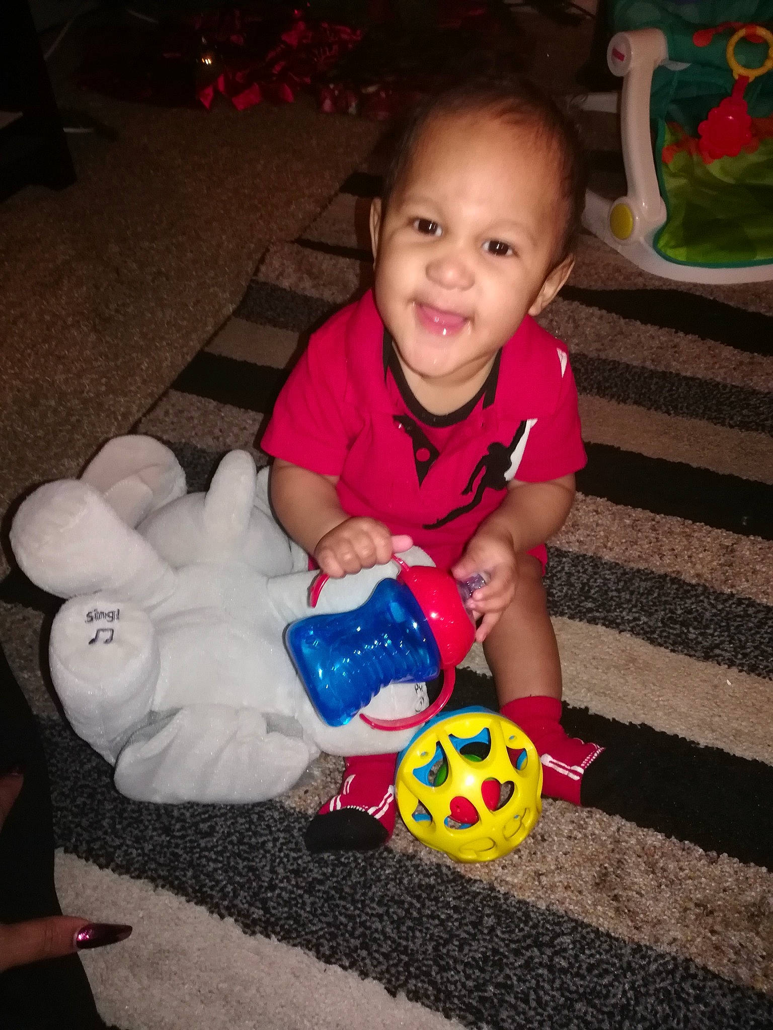 Harlem joined the competition — help win amazing prizes! ball, child, fun, person, play, smile, soccer_ball, toddler, toy