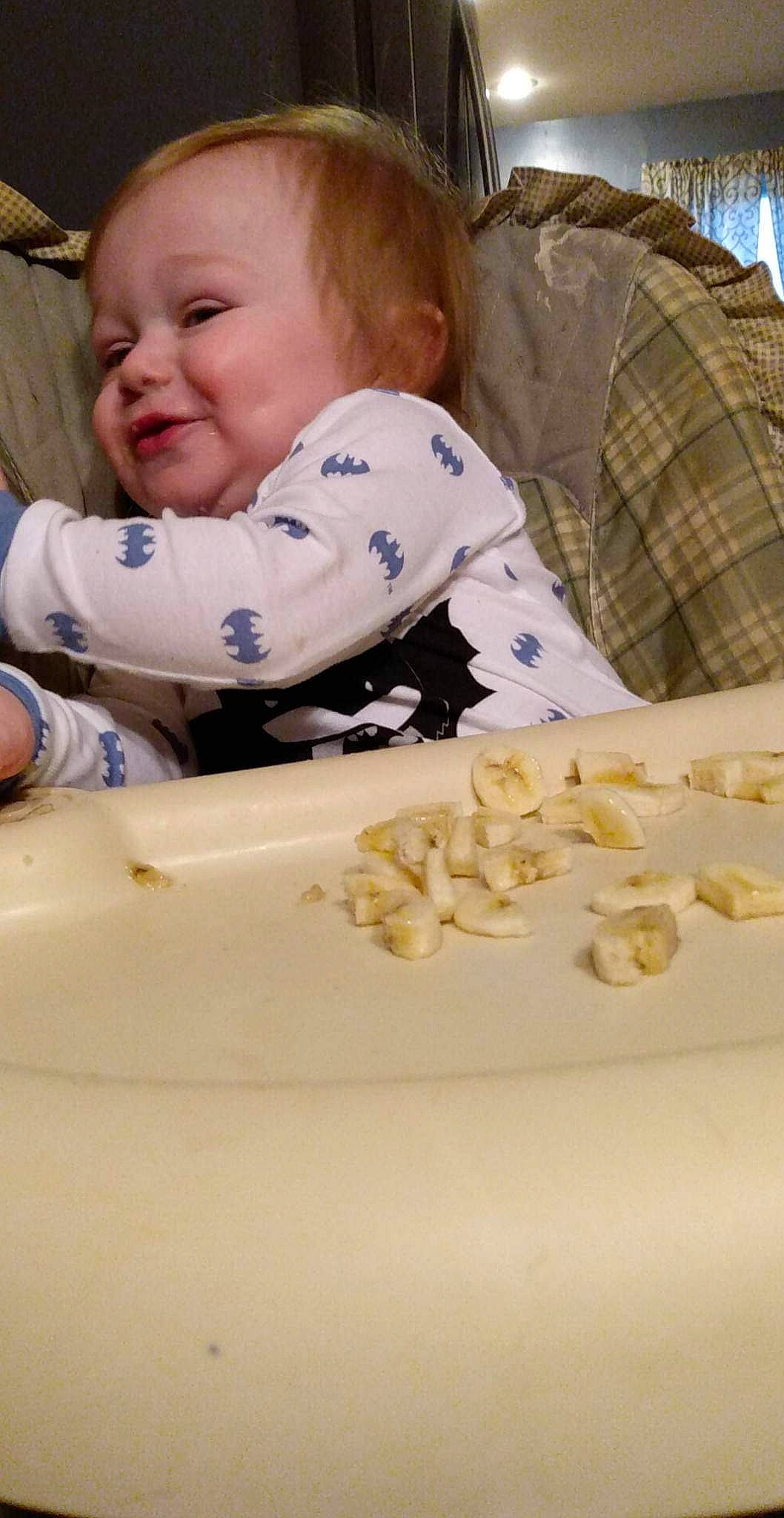 Aiden is registered to the contest to win money with this photo: baby, baby_safety, baby_toddler_clothing, child, comfort, comfort_food, fun, happy, ingredient, person, play, room, sitting, sleeve, smile, toddler