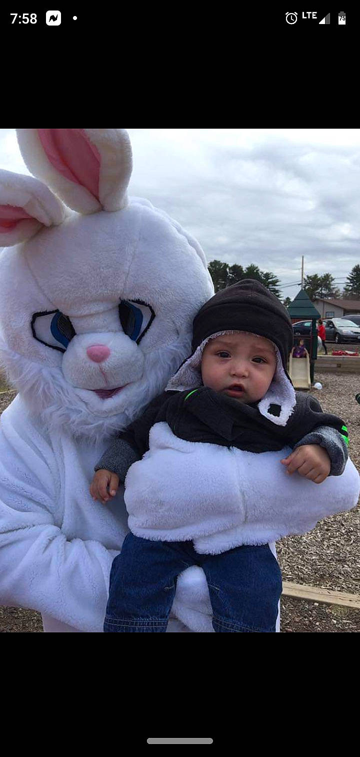 Calvin joined the competition — help win amazing prizes! baby, baby_products, baby_toddler_clothing, domestic_rabbit, easter, easter_bunny, fur, glove, hare, headwear, person, plush, rabbit, rabbits_and_hares, skin, toy, whiskers
