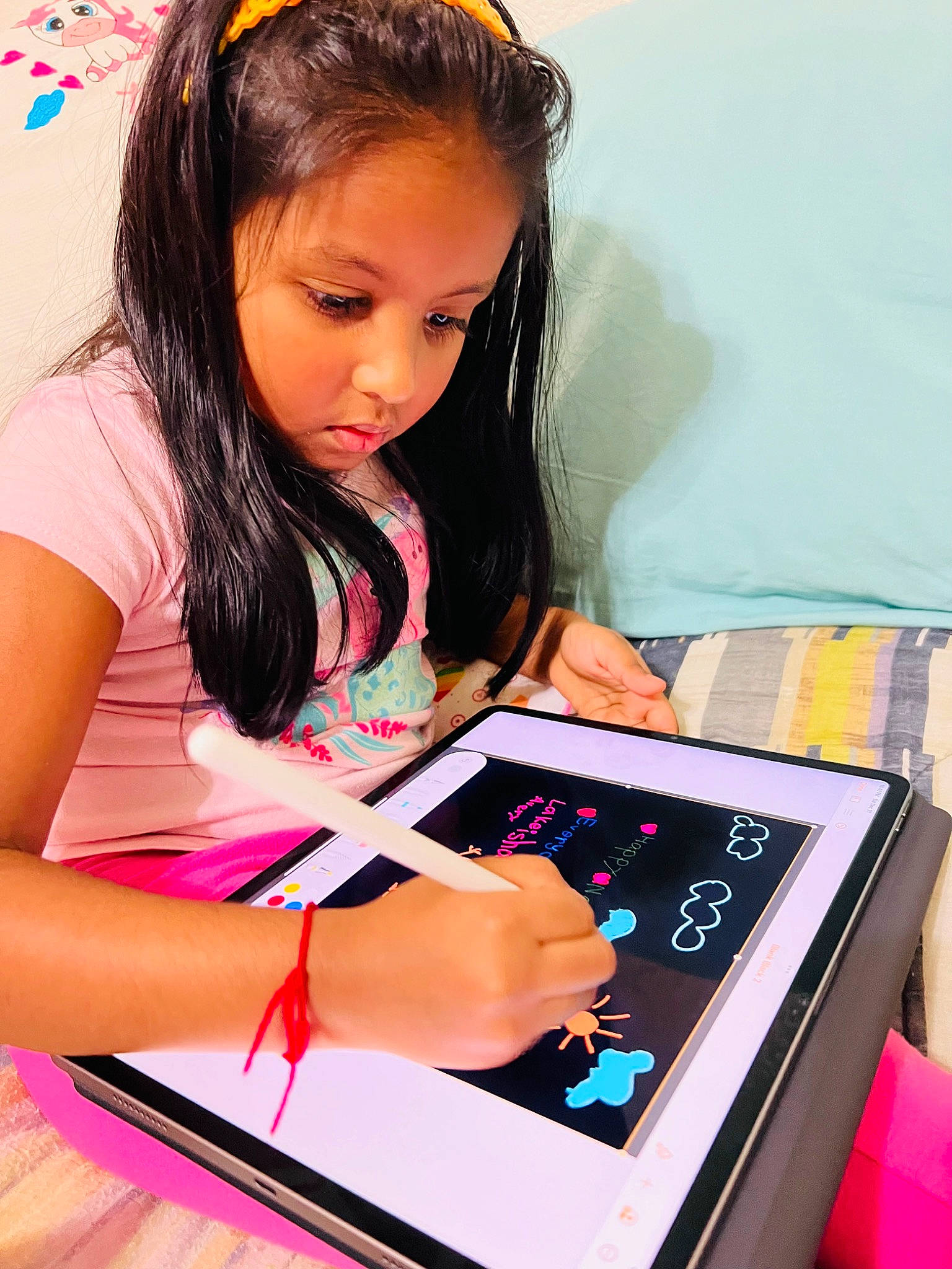 Lakeish is registered to the contest to win money with this photo: beauty, chair, child, communication_device, dress, eyelash, fashion_design, fun, gadget, hairstyle, hand, homework, magenta, nail, netbook, person, purple, snapshot, tablet_computer, toddler