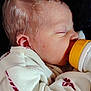 baby, newborn, feeding, bottle, sleeping, blanket, clothing, infant, face, head, child, cute, peaceful, closeup, portrait, soft, warm, resting, human, toddler