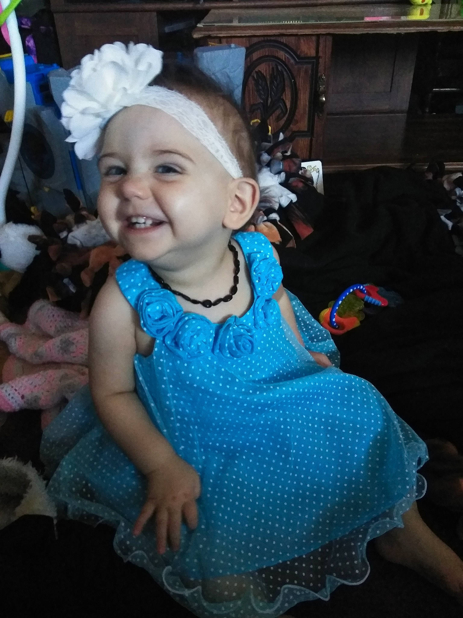 Monika is registered to the contest to win money with this photo: child, costume, dress, ear, happy, joy, person, smile, toddler