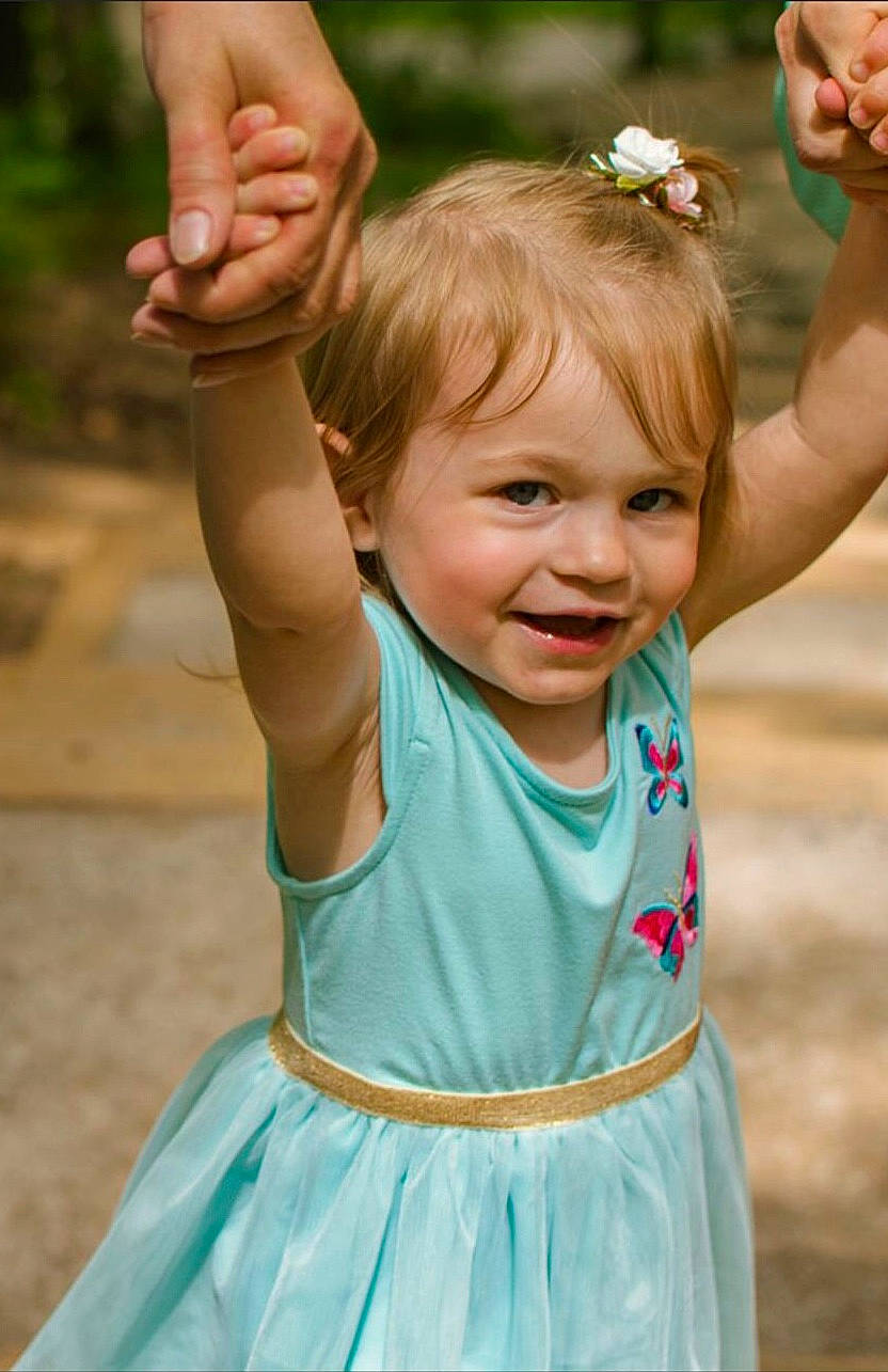 Lillyonna joined the competition — help win amazing prizes! arm, child, dress, finger, fun, gesture, hand, happy, joy, person, play, skin, smile, thumb, toddler