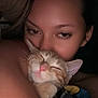 Honey Bunches joined the competition — help win amazing prizes! affection, animal, cat, closeup, companion, cozy, cuddling, cute, dark, face, human, indoor, intimate, orange_tabby, person, pet, resting, sleepy, snuggle, warm