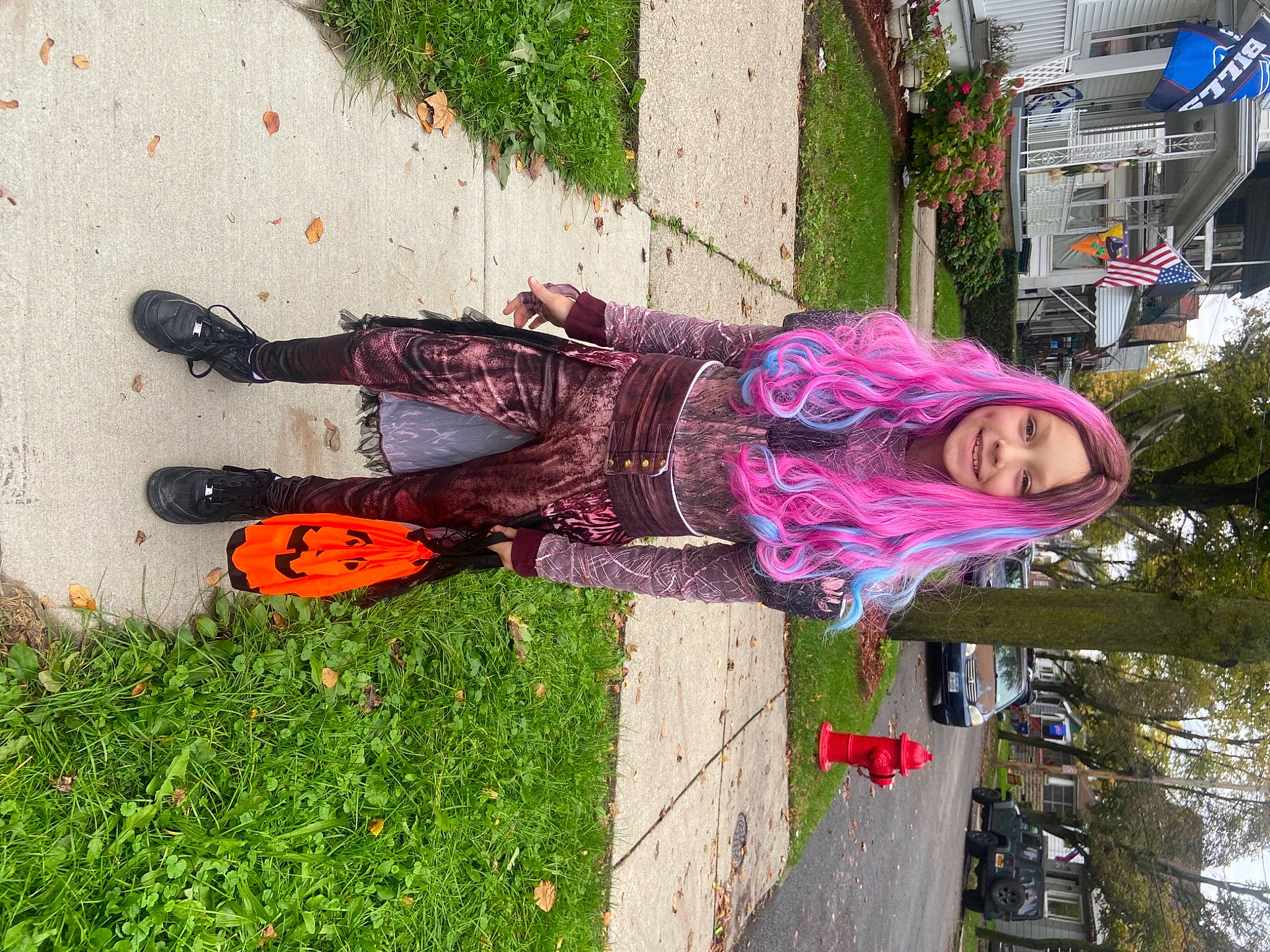 Skylar joined the competition — help win amazing prizes! art, fun, grass, headwear, joy, leaf, leisure, magenta, people_in_nature, person, pink, plant, purple, road, sidewalk, smile, spring, street, street_fashion, textile