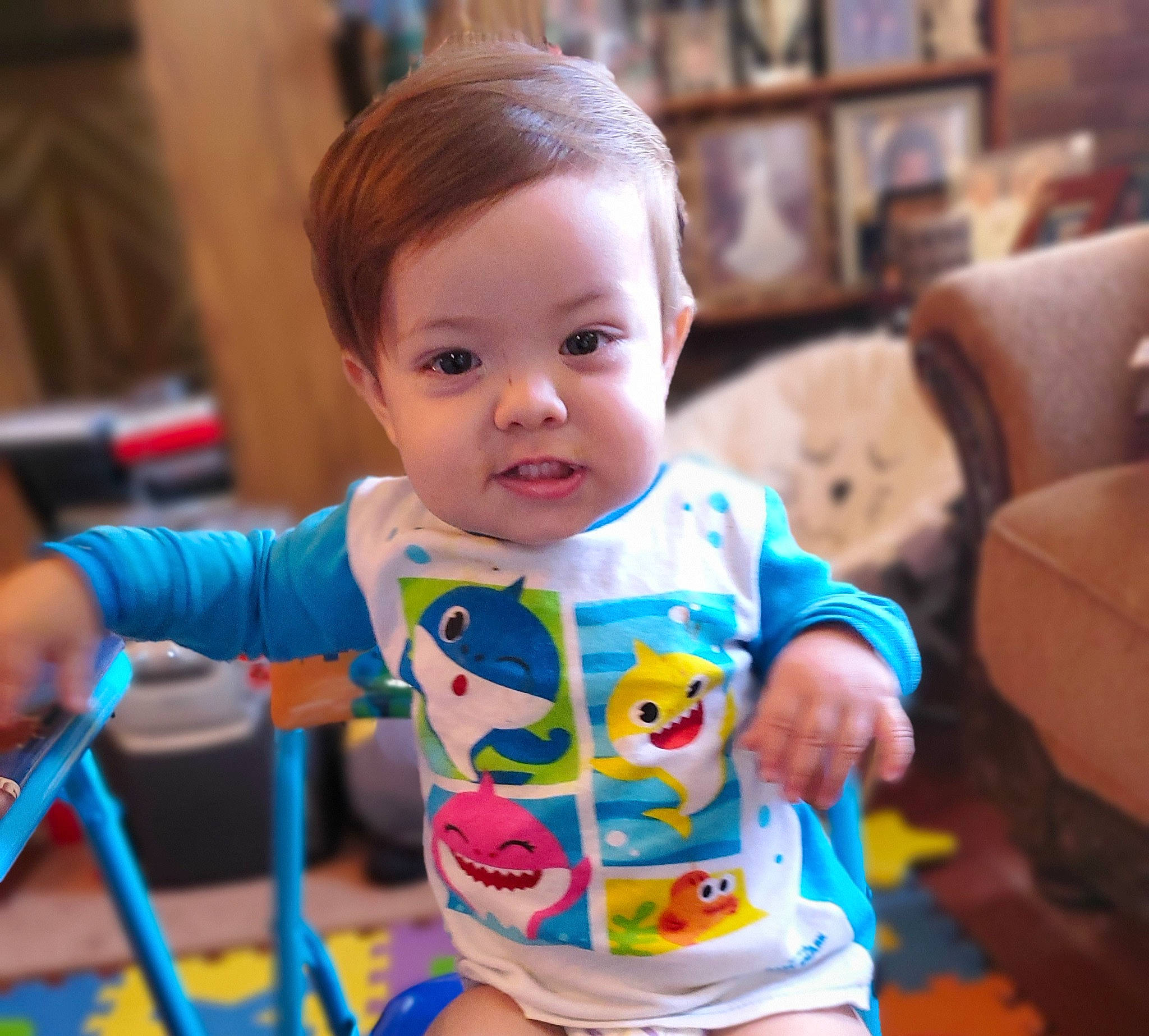 Leonardo is registered to the contest to win money with this photo: baby, baby_toddler_clothing, beauty, cheek, child, head, outerwear, person, play, product, skin, sleeve, smile, t_shirt, toddler, toy