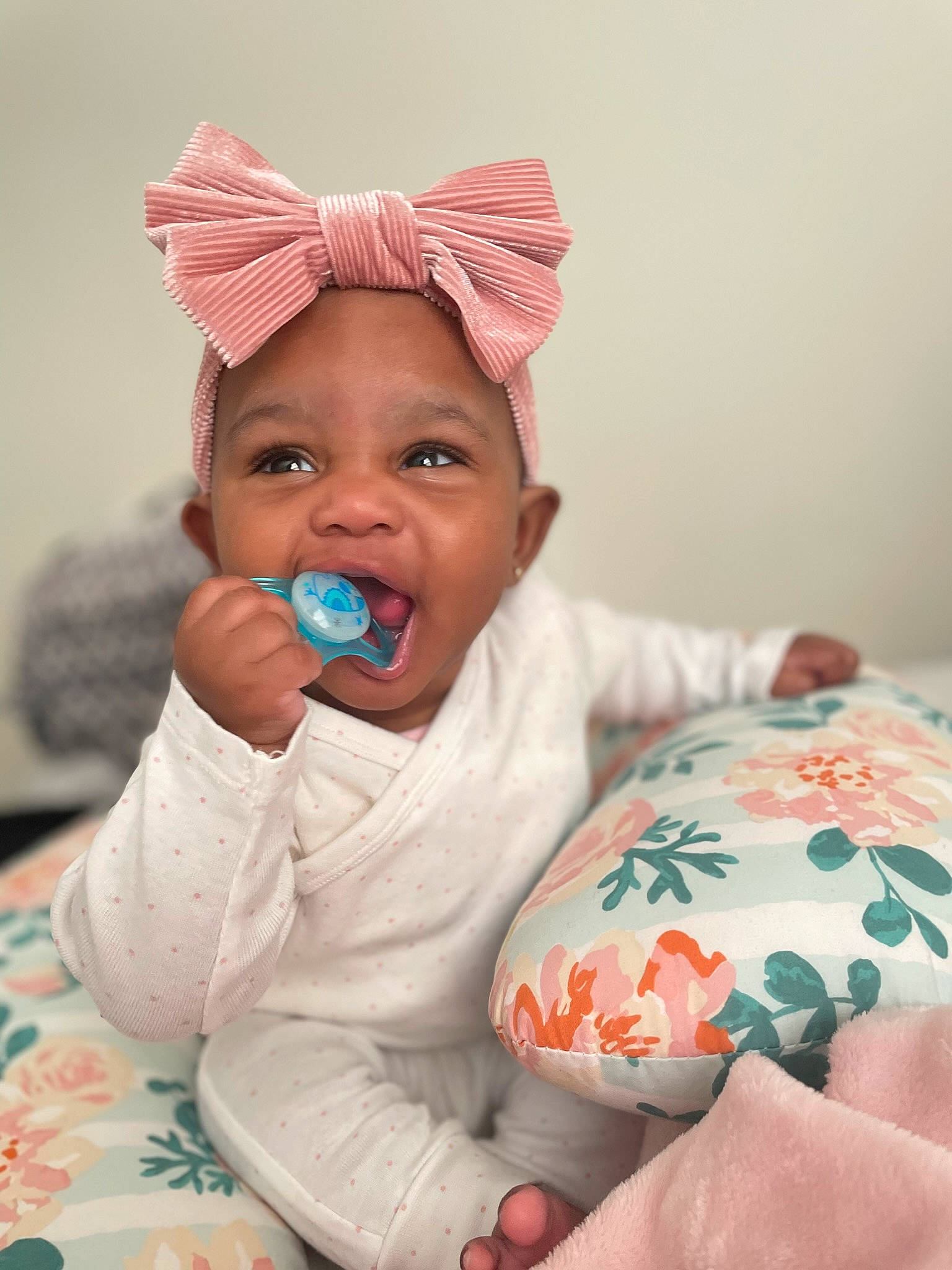 Kaylani Amil joined the competition — help win amazing prizes! baby, baby_toddler_clothing, cheek, child, comfort, eye, face, finger, happy, head, headgear, lip, mouth, nose, person, pink, skin, sleeve, smile, textile
