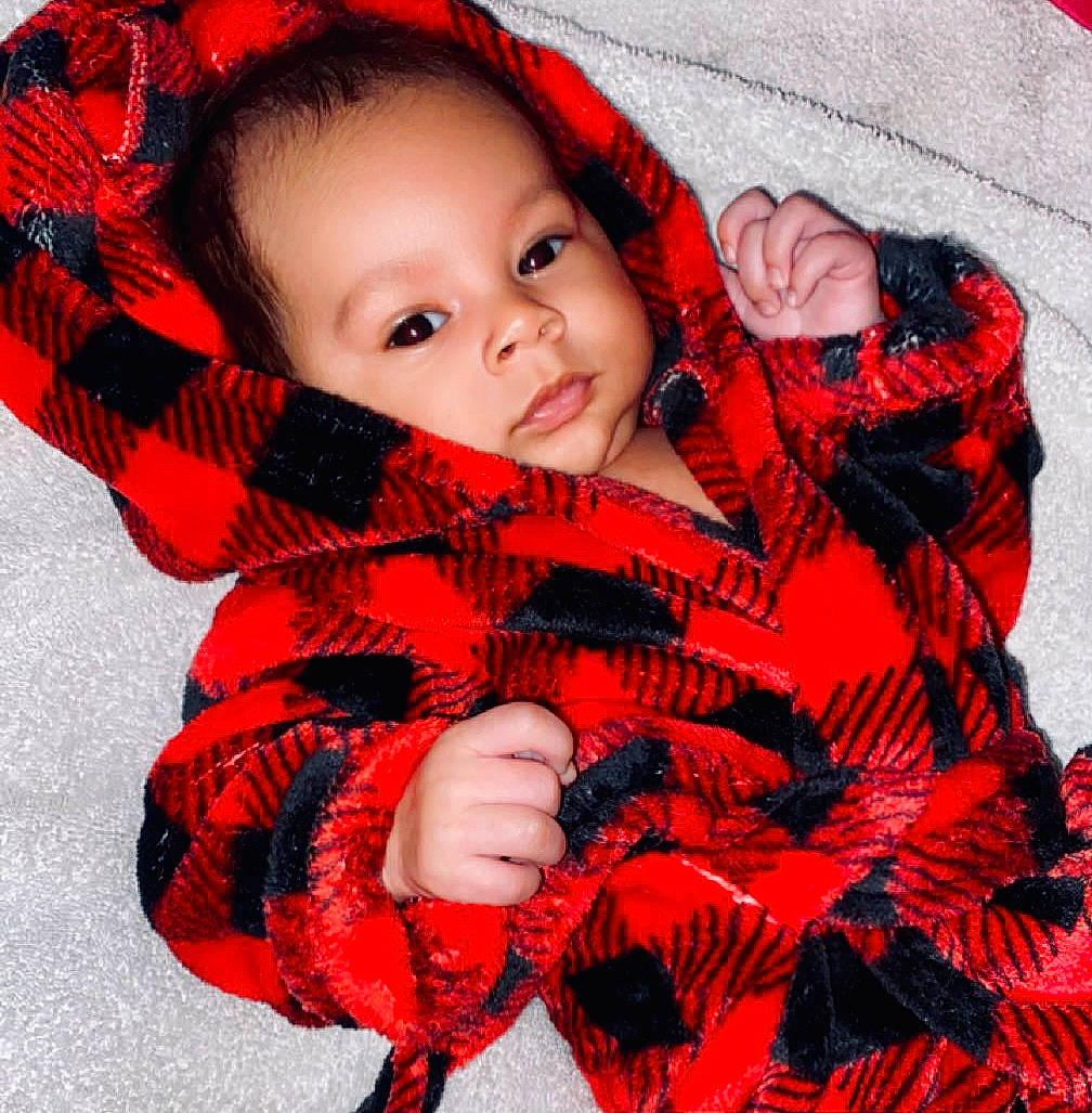Josiah joined the competition — help win amazing prizes! baby, baby_products, baby_toddler_clothing, carmine, cheek, collar, comfort, fashion_accessory, happy, linens, lip, pattern, person, plaid, red, sleeve, tartan, textile, toddler, wool