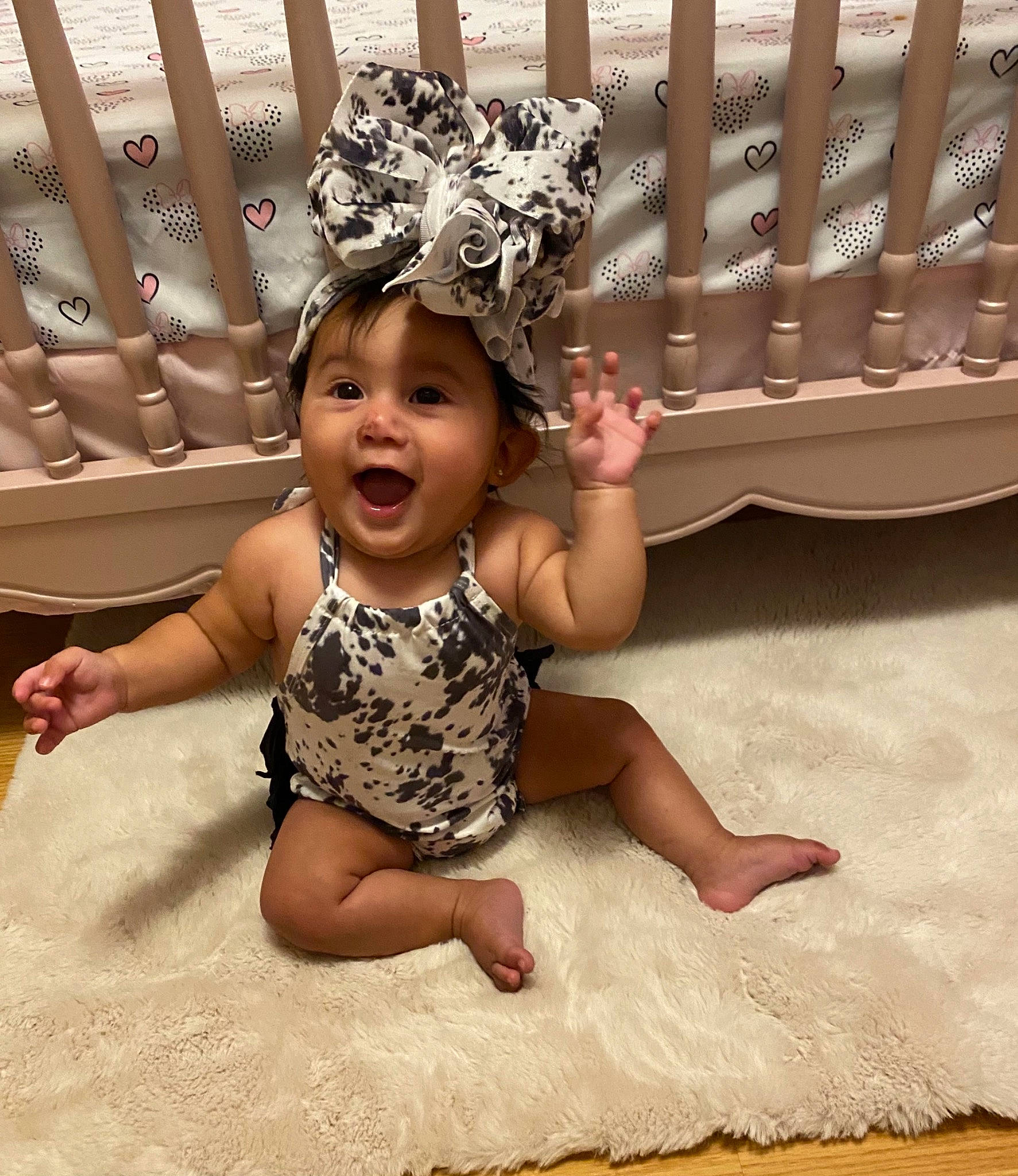 Thalia Estrella joined the competition — help win amazing prizes! baby_toddler_clothing, beauty, child, fashion_accessory, finger, flash_photography, flooring, fun, hair_accessory, happy, headgear, headpiece, human_body, leg, light, organ, person, pink, smile, toddler