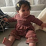 Jackeline joined the competition — help win amazing prizes! baby, child, clothing, couch, cozy, curly_hair, cushion, cute, embroidered, face, flower_clip, foot, hand, happy, home, indoors, portrait, sitting, smiling, soft_lighting