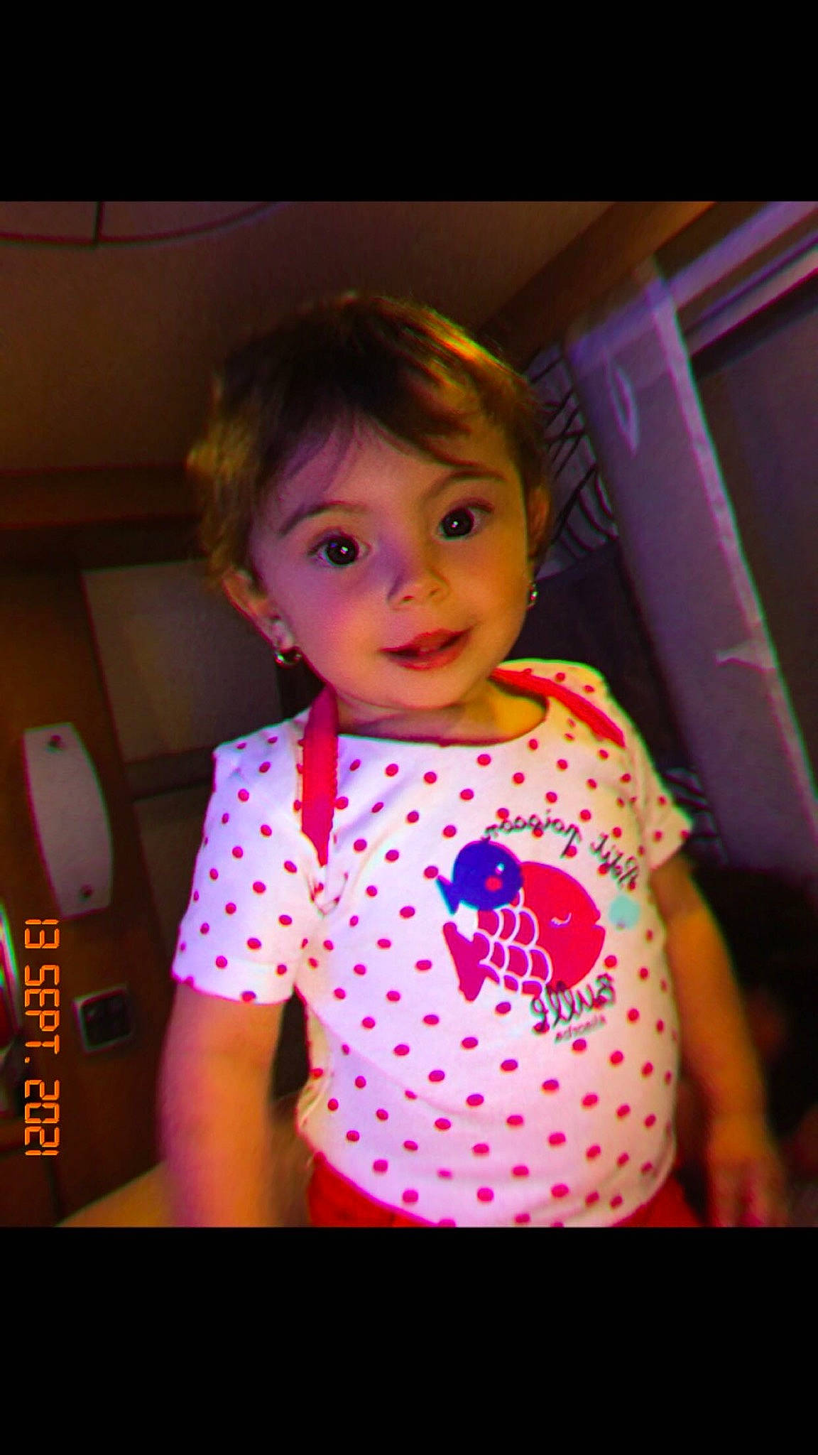 Ruby a rejoint le concours — aidez-le/la à gagner de superbes lots ! baby, baby_toddler_clothing, cheek, child, cool, dress, flash_photography, fun, happy, magenta, pattern, person, pink, plaid, polka_dot, purple, room, sleeve, smile, t_shirt