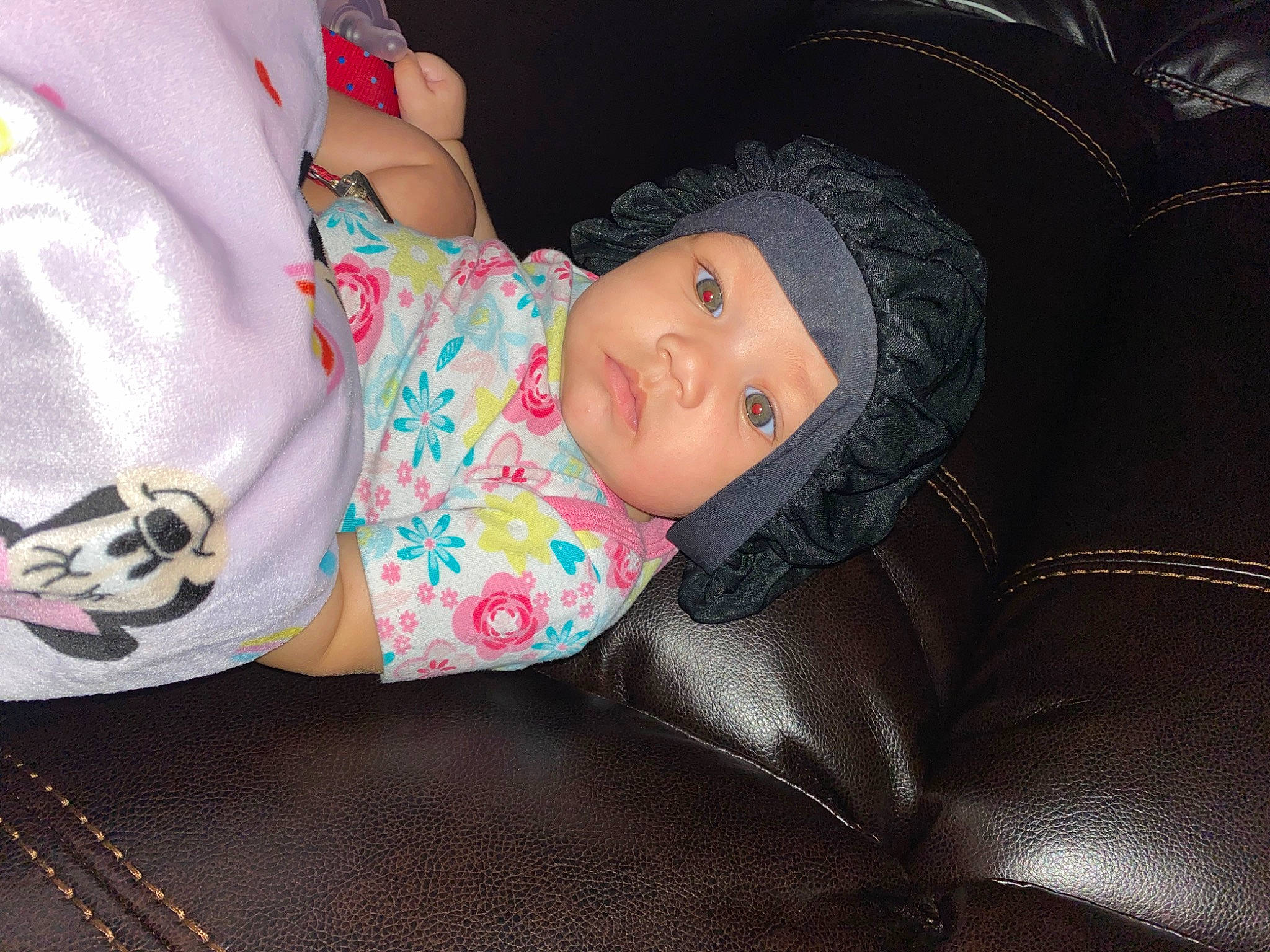 Carsyn joined the competition — help win amazing prizes! baby, baby_products, baby_toddler_clothing, beanie, car_seat, cheek, child, comfort, head, headwear, nap, pattern, person, sitting, sleep, sleeve, toddler, tree