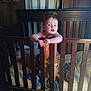 Summer joined the competition — help win amazing prizes! baby, bedroom, blanket, carpet, child, clothing, crib, curtain, face, furniture, hair, hand, indoors, person, room, standing, toddler, toy, wood_paneling, wooden_crib