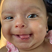 Kristine joined the competition — help win amazing prizes! adorable, baby, cheeks, child, close_up, cute, eyes, face, happy, infant, innocence, joy, person, pink_clothing, portrait, ruffled_clothing, skin, smile, tongue_out, young