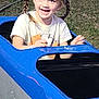 Arabella is registered to the contest to win money with this photo: child, girl, braids, smiling, playground, ride, blue, gray, grass, outdoor, fence, happy, tshirt, daylight, fun, play, young, person, excited, park