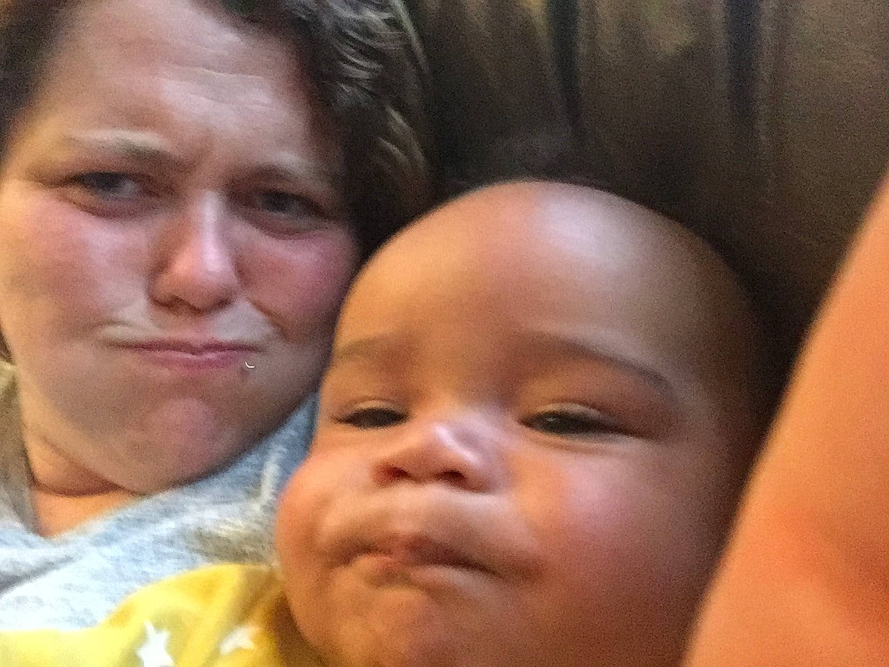 Elon is registered to the contest to win money with this photo: baby, cheek, child, chin, eye, face, facial_expression, forehead, happy, head, lip, mother, mouth, muscle, nose, people, person, selfie, skin, smile