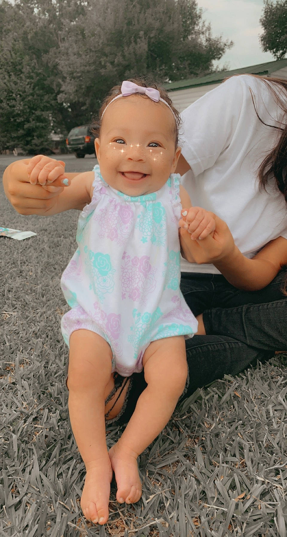 Bayleigh joined the competition — help win amazing prizes! baby, baby_toddler_clothing, cool, finger, fun, gesture, grass, hairstyle, hand, happy, joy, leg, leisure, people_in_nature, person, photograph, pink, skin, smile, t_shirt