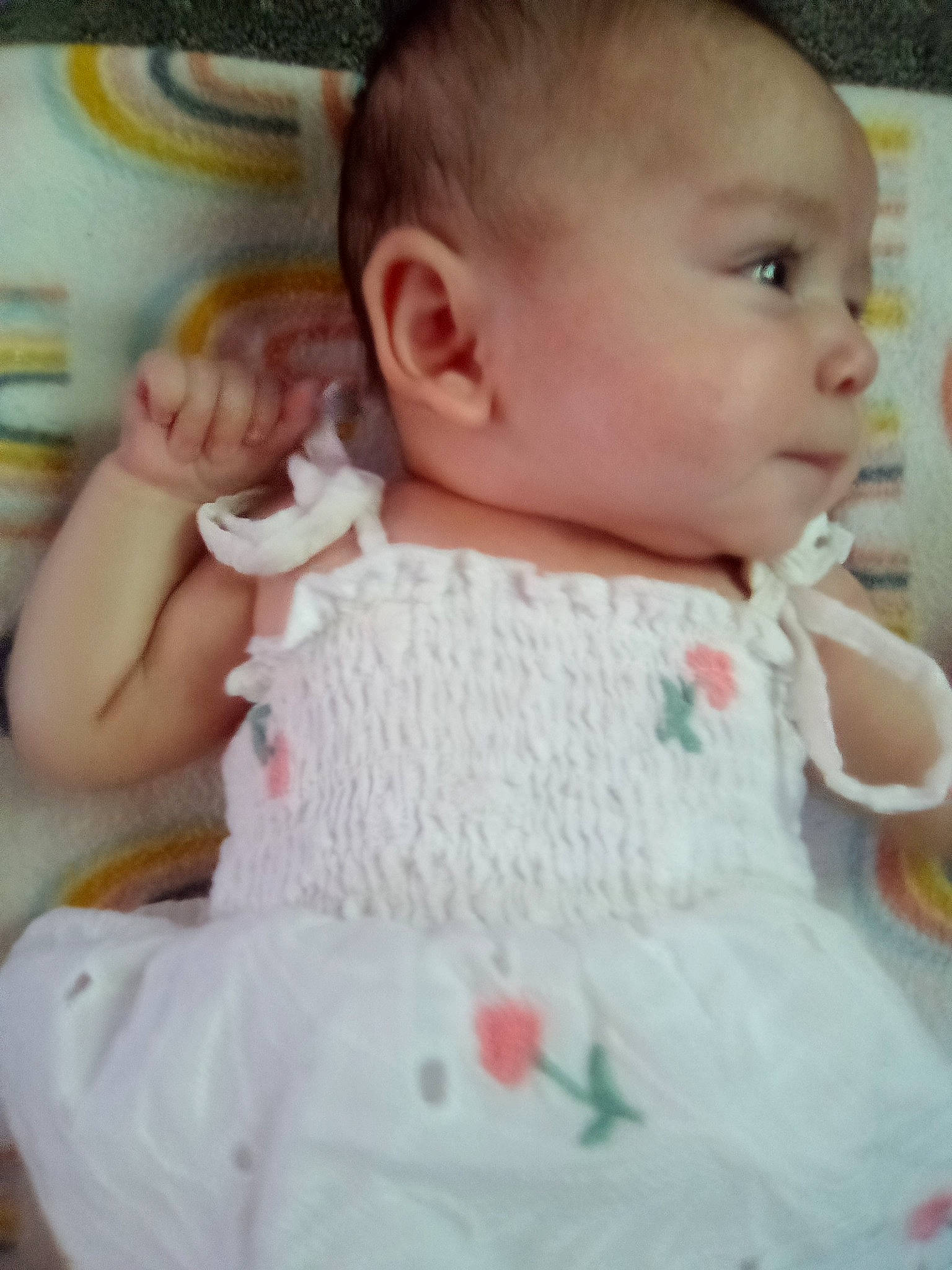 Ariall Skiiy joined the competition — help win amazing prizes! baby, baby_products, baby_toddler_clothing, cheek, dress, ear, embellishment, eyelash, happy, iris, lip, neck, nose, pattern, person, pink, product, sitting, skin, sleeve