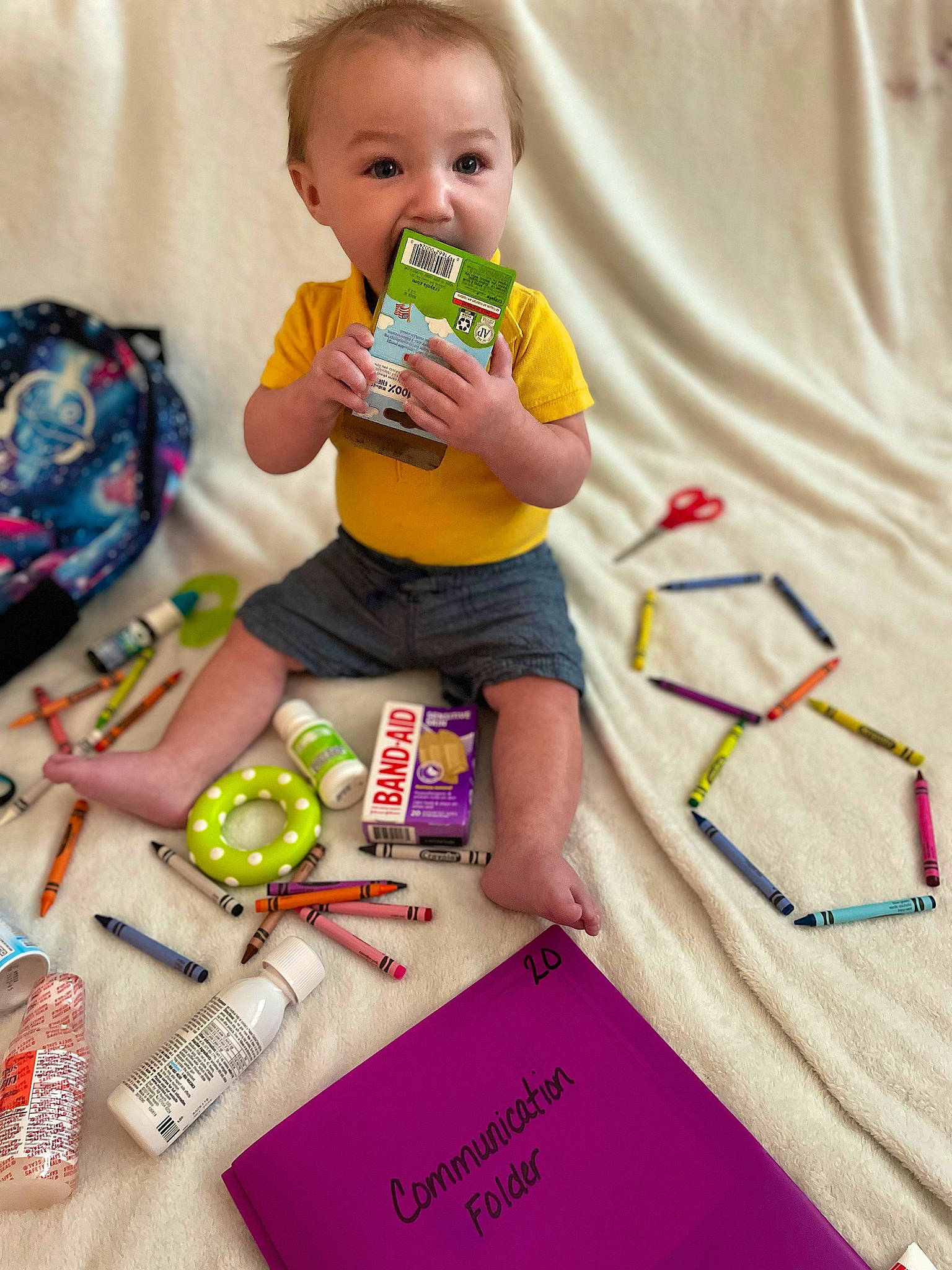 Jackson joined the competition — help win amazing prizes! baby, baby_products, baby_toddler_clothing, child, event, fashion_design, fun, happy, office_supplies, pattern, person, play, room, smile, stationery, t_shirt, toddler, toy, visual_arts, writing_implement