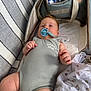 Gabriel a rejoint le concours — aidez-le/la à gagner de superbes lots ! baby, bag, blanket, child, comfort, cushion, cute, fabric, human, indoor, infant, light, onesie, pacifier, resting, sleeping, small, soft, striped, wearing