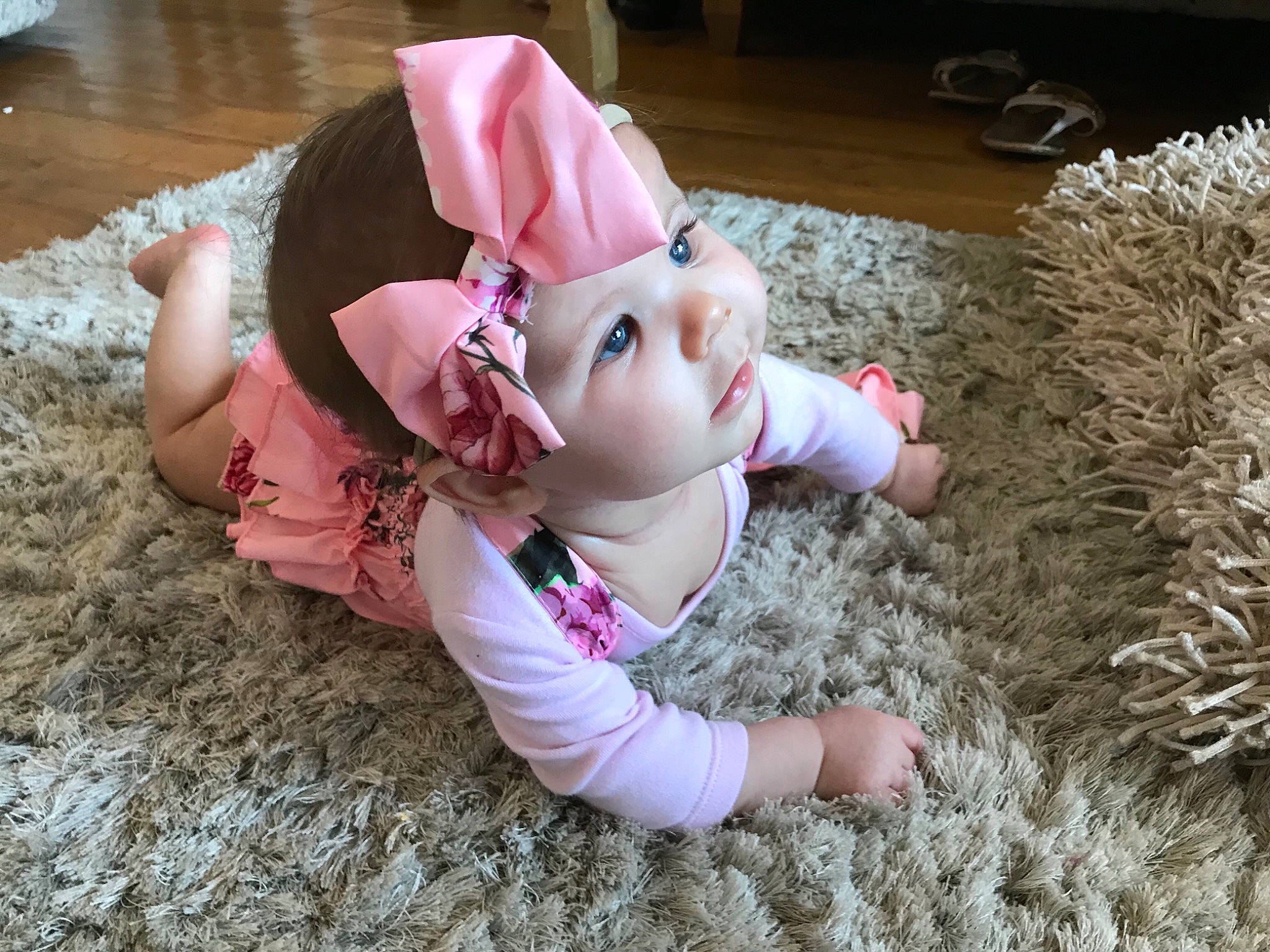 Lilly-rose joined the competition — help win amazing prizes! baby, baby_toddler_clothing, cheek, child, ear, fur, hand, headgear, outerwear, pattern, person, pink, play, skin, textile, toddler
