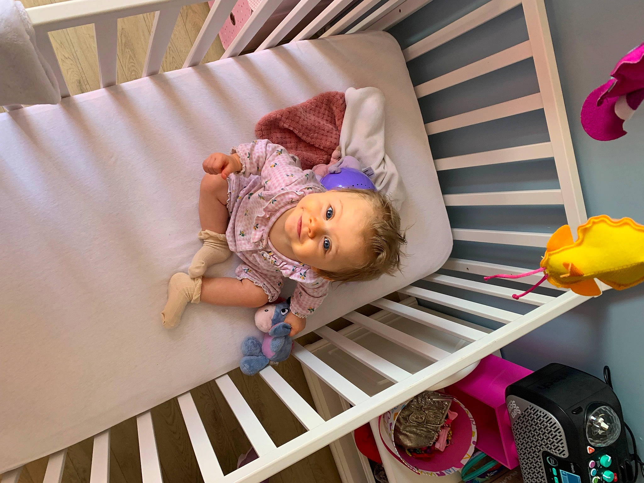 Joy a rejoint le concours — aidez-le/la à gagner de superbes lots ! baby, baby_products, baby_safety, baby_toddler_clothing, child, comfort, cradle, flooring, happy, infant_bed, magenta, nursery, person, pink, purple, room, textile, toddler, toy, violet