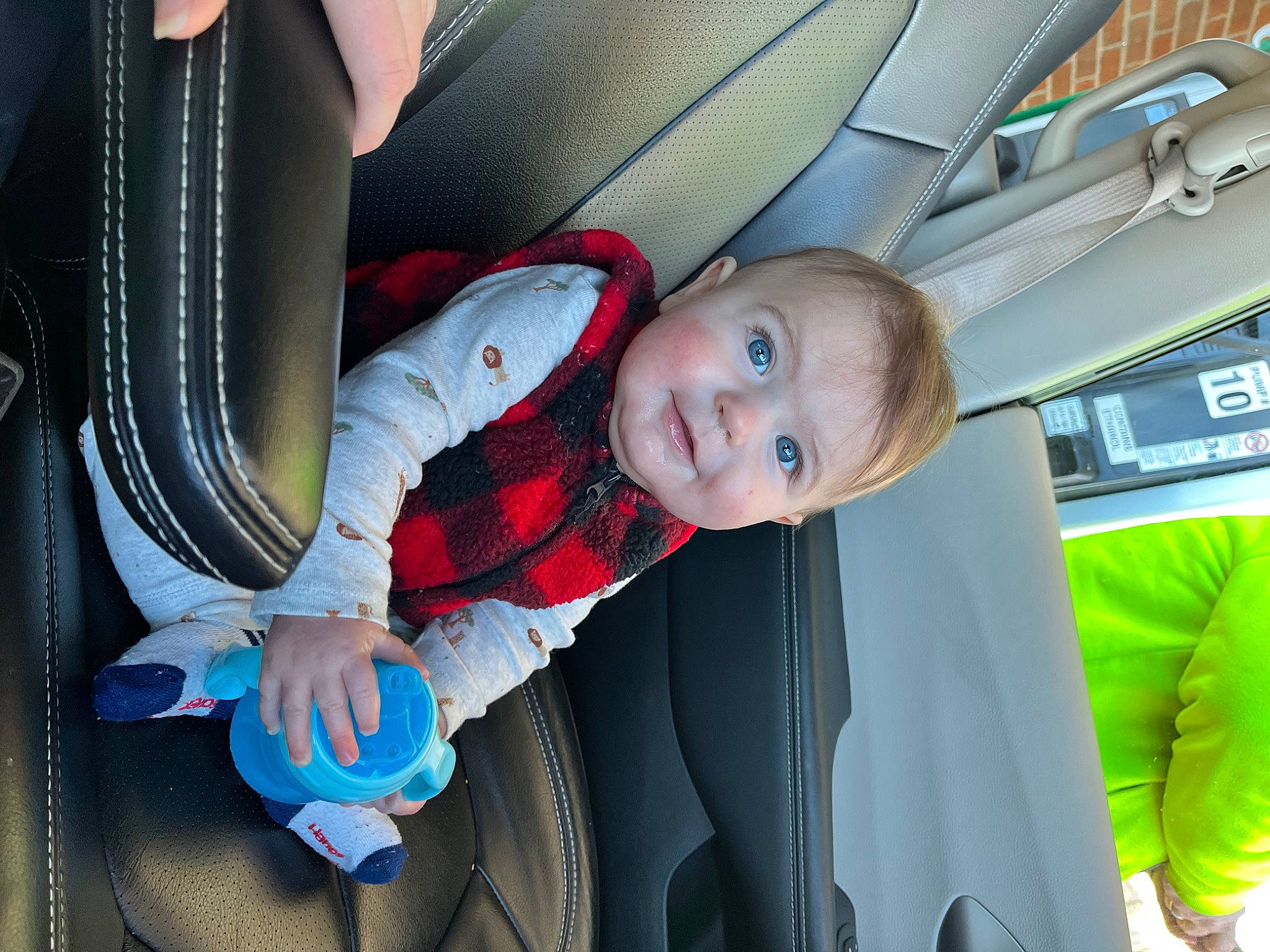 Xander is registered to the contest to win money with this photo: auto_part, automotive_design, automotive_exterior, baby, baby_carriage, car_seat, child, comfort, electric_blue, family_car, fun, luxury_vehicle, mode_of_transport, motor_vehicle, passenger, person, product, smile, toddler, vehicle