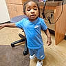 Kordell joined the competition — help win amazing prizes! bag, blue_clothing, cabinet, casual, chair, child, countertop, expression, flooring, footwear, indoor, nike, person, shorts, sneakers, standing, toddler, tshirt, water_bottle, young_child