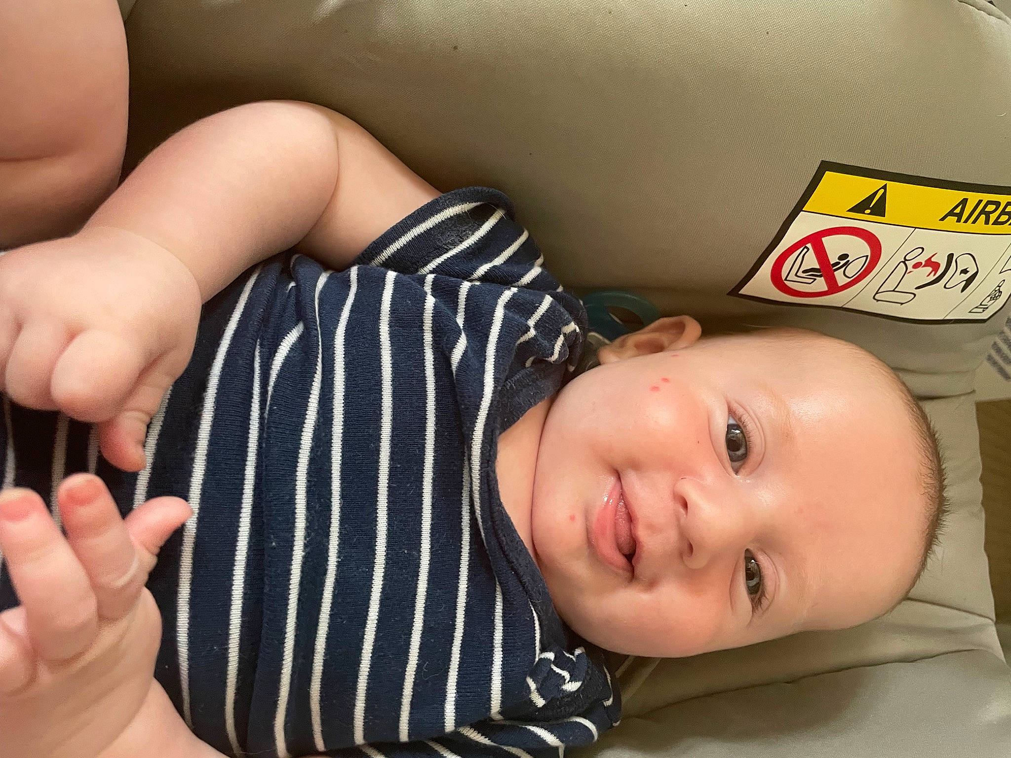 Aaron participe au concours pour gagner de l'argent avec cette photo : baby, baby_products, baby_toddler_clothing, cheek, child, comfort, finger, gesture, hand, happy, nail, nose, person, product, skin, sleeve, smile, thumb, toddler, wood