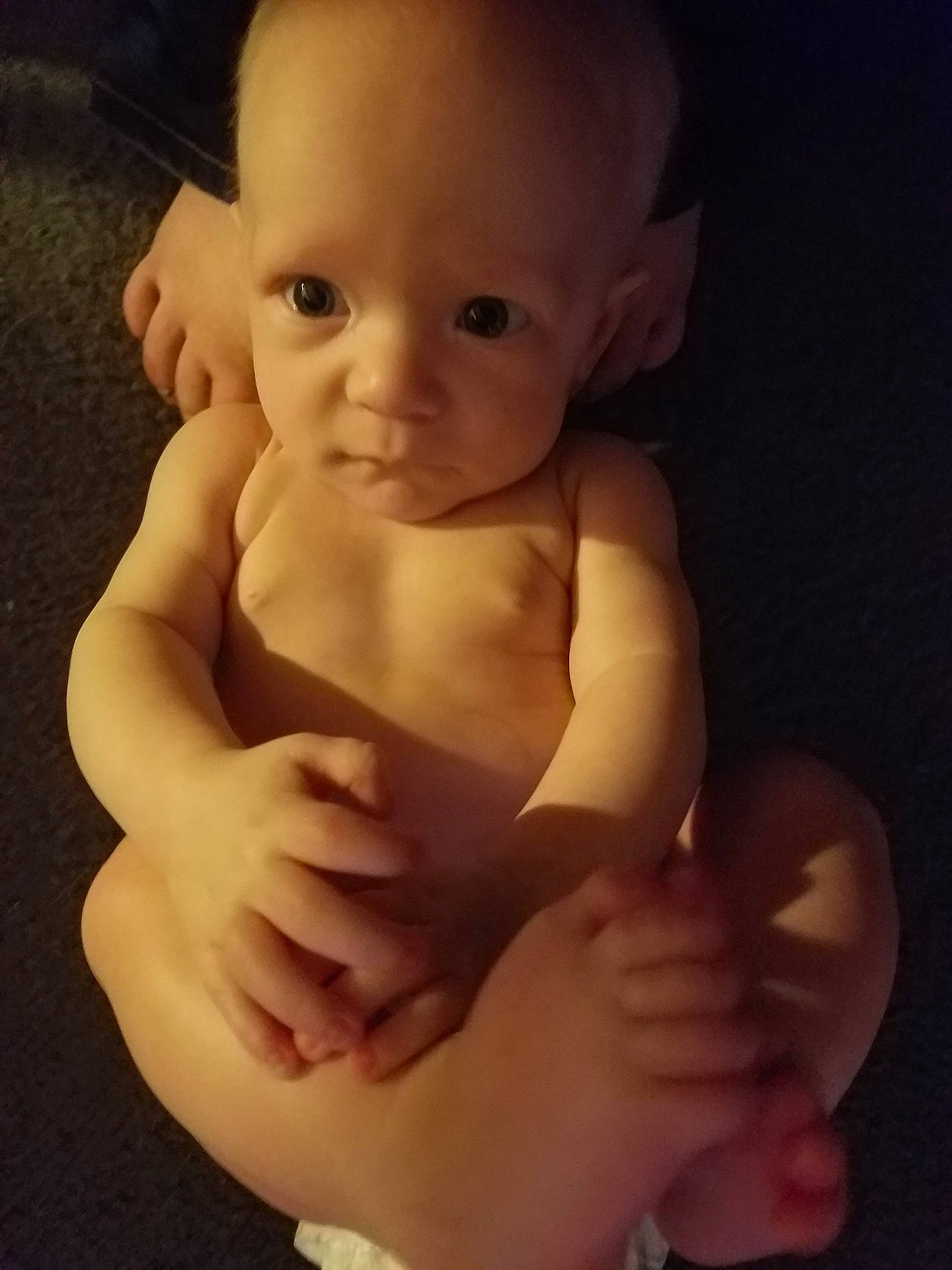 Shasta is registered to the contest to win money with this photo: arm, cheek, chest, child, face, finger, hand, head, infant, mouth, nose, person, skin, thumb, toddler