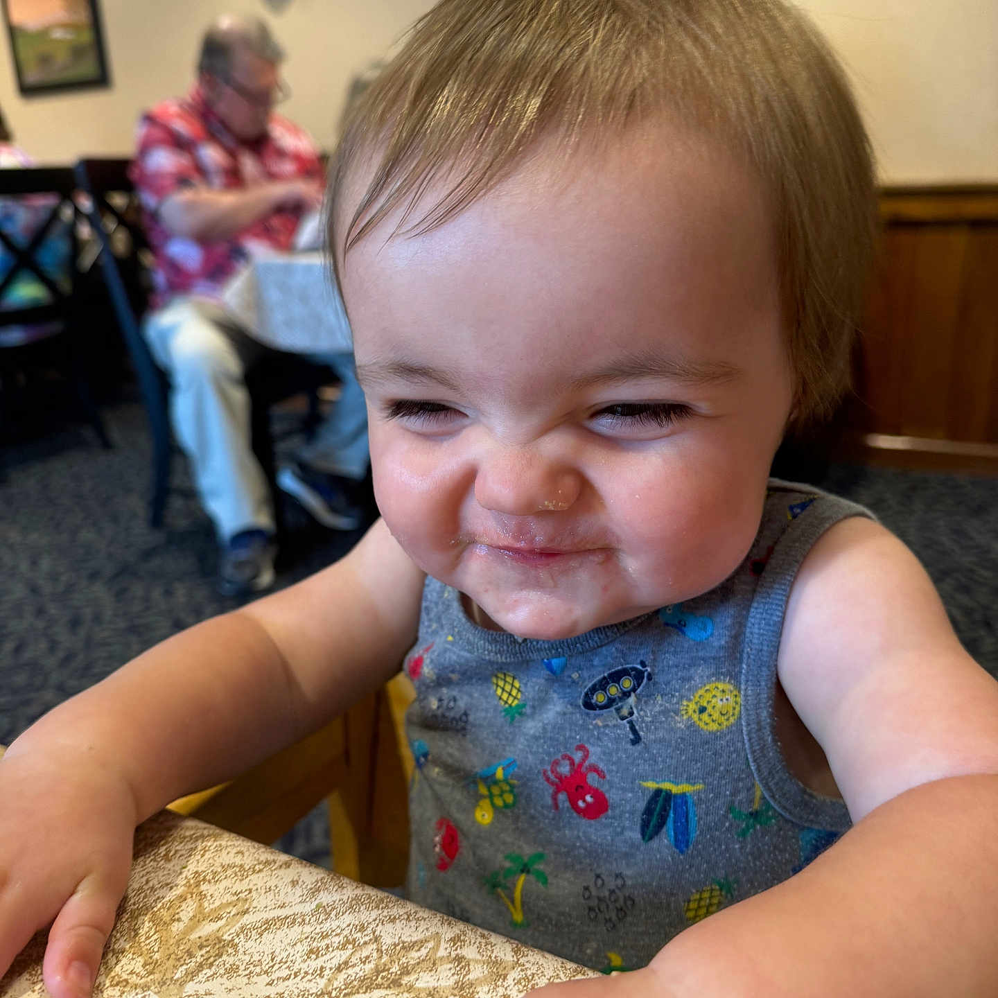 Beau Randal Lee joined the competition — help win amazing prizes! baby, bodypart, clothing, couch, face, finger, footwear, furniture, hand, happy, head, indoors, interiordesign, person, photography, portrait, shoe, sitting, smile, wood