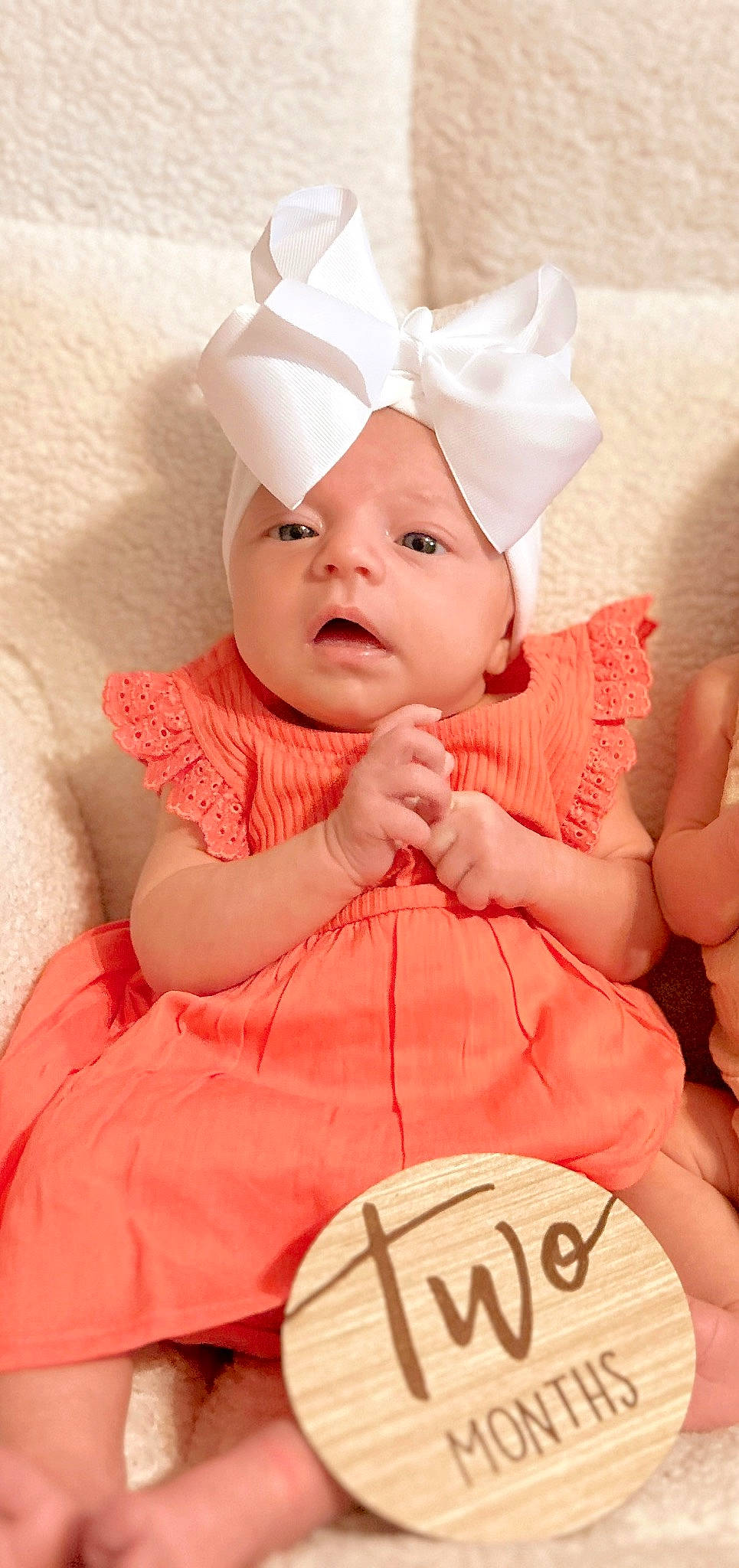 Wrenleigh joined the competition — help win amazing prizes! baby, baby_toddler_clothing, cap, cheek, child, comfort, costume_hat, event, fashion_accessory, hair_accessory, happy, hat, headgear, headwear, peach, person, pink, sitting, skin, sleeve