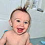 Khost joined the competition — help win amazing prizes! baby, child, bath, bathtub, smiling, happy, water, wet, hair, blue_eyes, skin, toy, yellow, bathroom, tiles, shampoo, person, cute, splash, fun