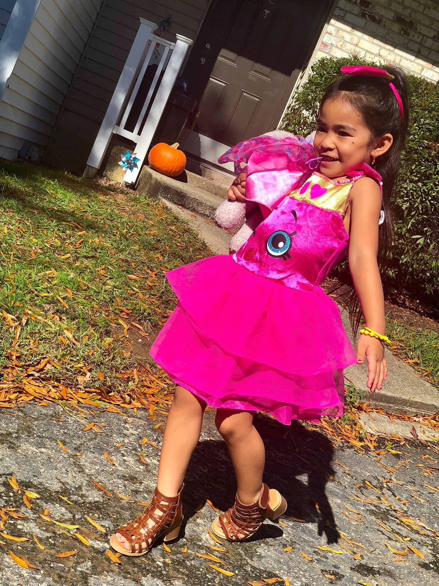 Adilyn joined the competition — help win amazing prizes! beauty, child, costume, fun, girl, joy, leg, person, pink, purple, smile, toddler, vacation