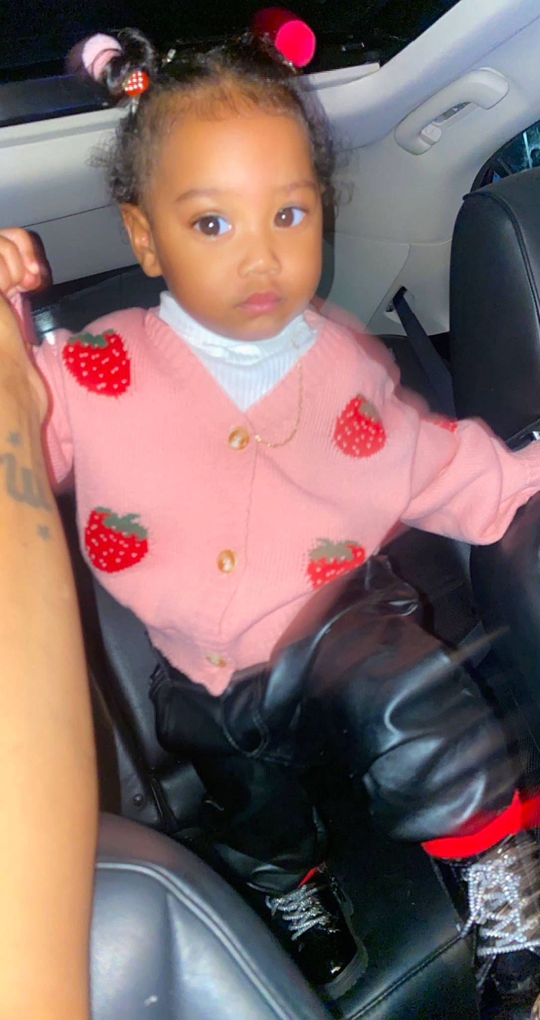 Liberty joined the competition — help win amazing prizes! auto_part, automotive_exterior, baby_products, car_seat, car_seat_cover, cheek, child, family_car, hairstyle, head_restraint, motor_vehicle, person, pink, seat_belt, sitting, skin, steering_wheel, toddler, vehicle_door, white