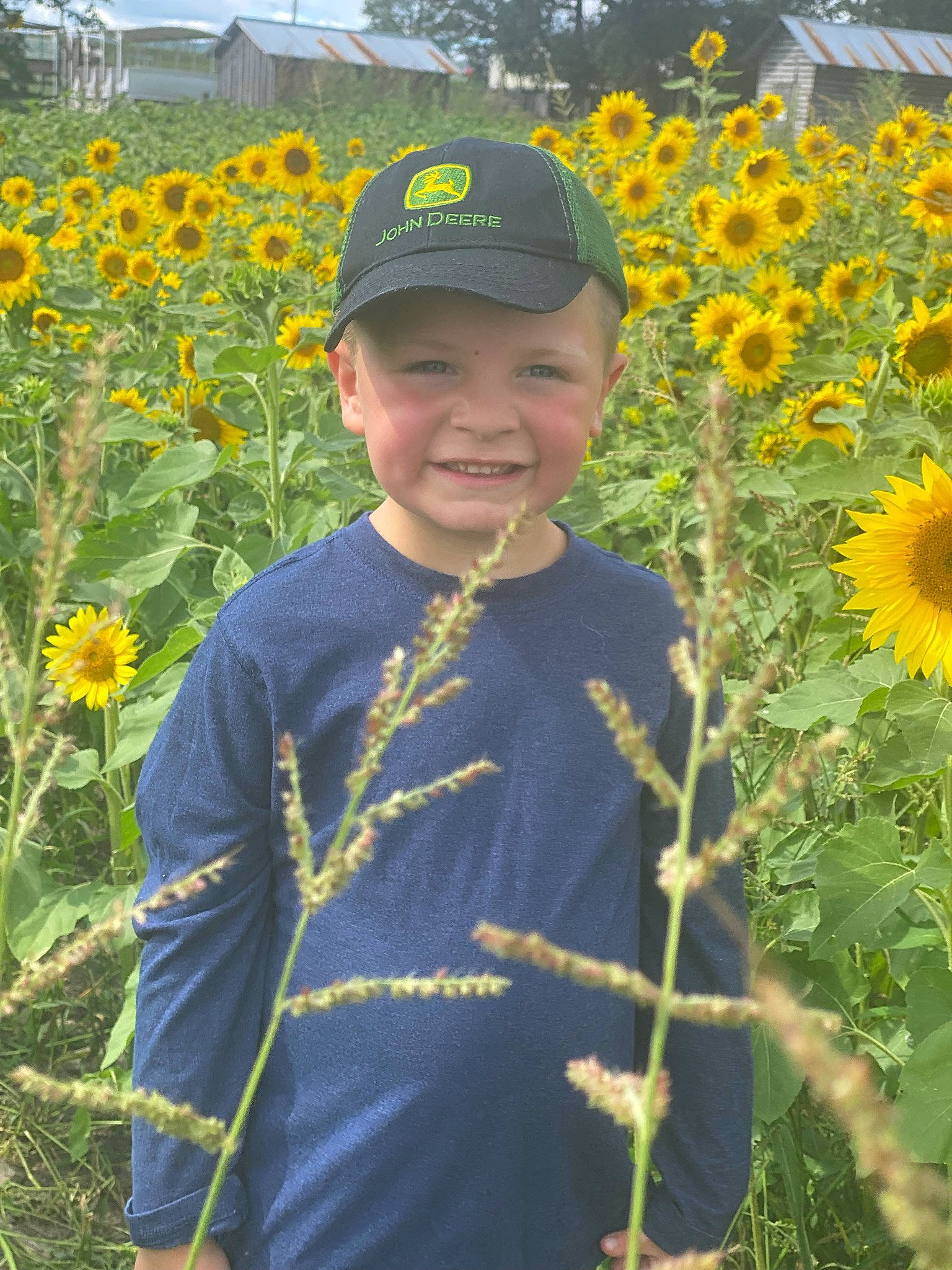 Jace is registered to the contest to win money with this photo: agriculture, annual_plant, cap, field, flower, flowering_plant, grass, happy, headwear, joy, landscape, leaf, people_in_nature, person, plant, prairie, sky, smile, t_shirt, terrestrial_plant