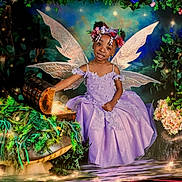 Raeann joined the competition — help win amazing prizes! child, costume, fairy_wings, fantasy, flower_crown, flowers, forest, girl, glowing_lights, greenery, happy, imaginative, lavender_dress, magic, nature, playful, portrait, smiling, sparkles, treasure_chest