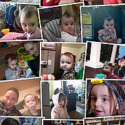 Paityn joined the competition — help win amazing prizes! child, toddler, baby, pacifier, indoor, outdoor, collage, smile, playful, toy, woman, family, portrait, clothing, headband, chair, living_room, playroom, happy, person