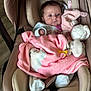 Jade a rejoint le concours — aidez-le/la à gagner de superbes lots ! baby, baby_carrier, blanket, child, clothing, comfort, cozy, cute, floor, indoor, infant, newborn, pacifier, pink, portrait, resting, sleeping_bag, soft_toy, stuffed_toy, white