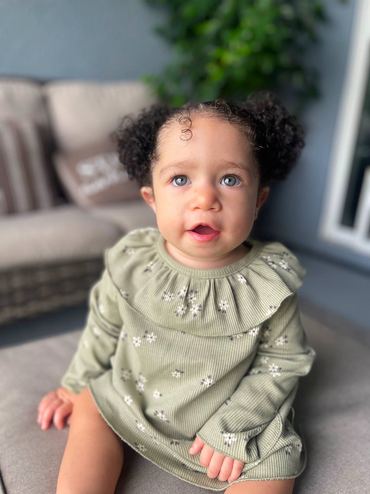 Avianna joined the competition — help win amazing prizes! baby, baby_toddler_clothing, cheek, child, comfort, elbow, face, flash_photography, flooring, happy, iris, lip, neck, nose, person, sitting, skin, sleeve, toddler, trunk