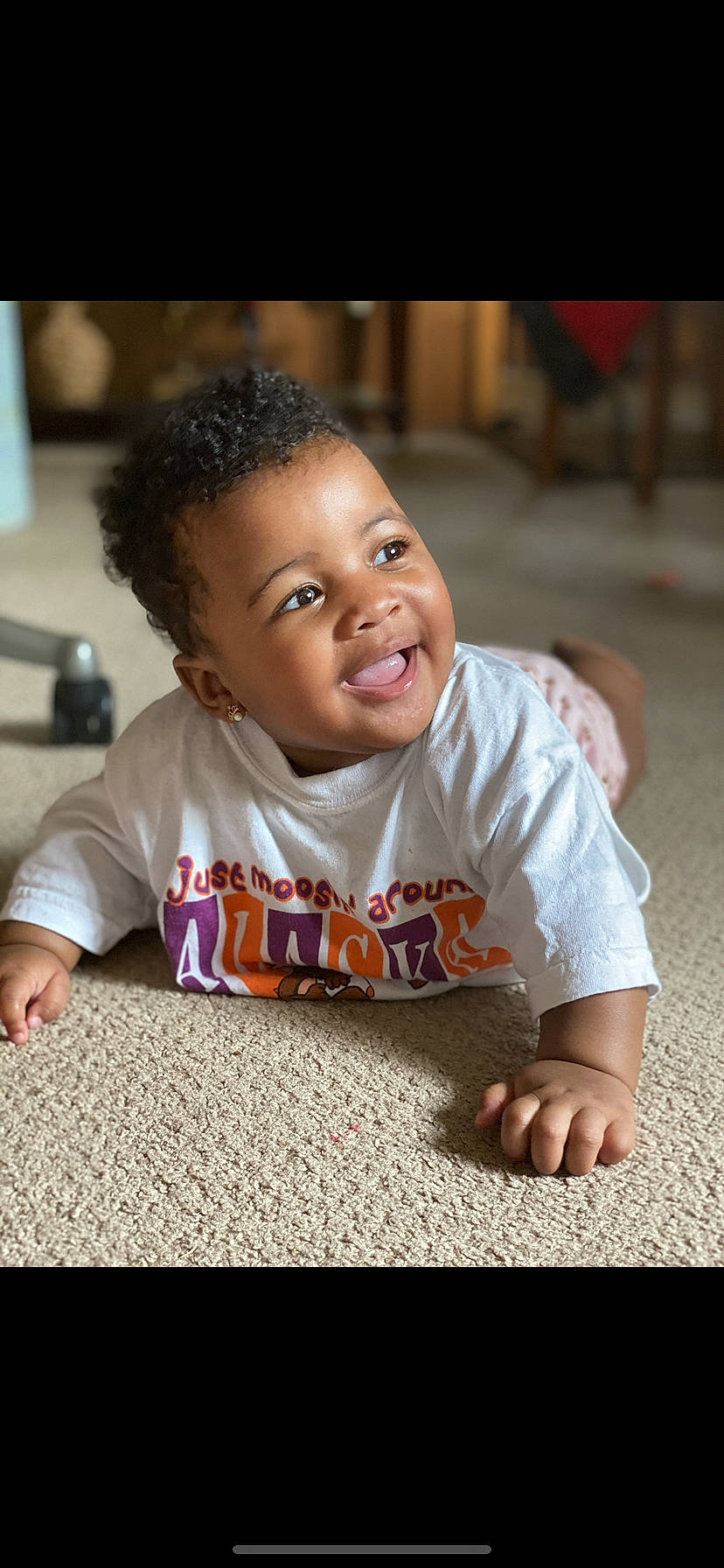 Janeé joined the competition — help win amazing prizes! baby, cheek, child, crawling, facial_expression, floor, flooring, fun, happy, joy, person, photography, play, sitting, smile, toddler, tummy_time
