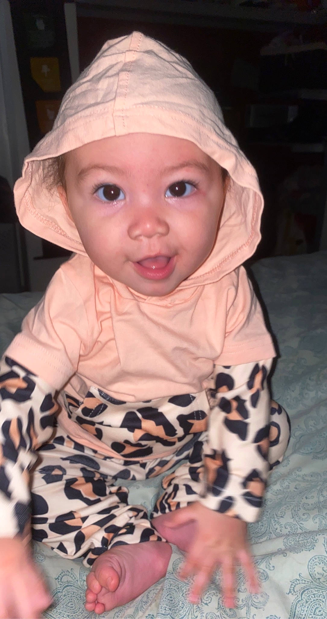 Journee joined the competition — help win amazing prizes! arm, baby, baby_toddler_clothing, beauty, cap, cheek, eye, face, headwear, human_body, iris, lip, mammal, nose, organ, outerwear, person, pink, skin, sleeve