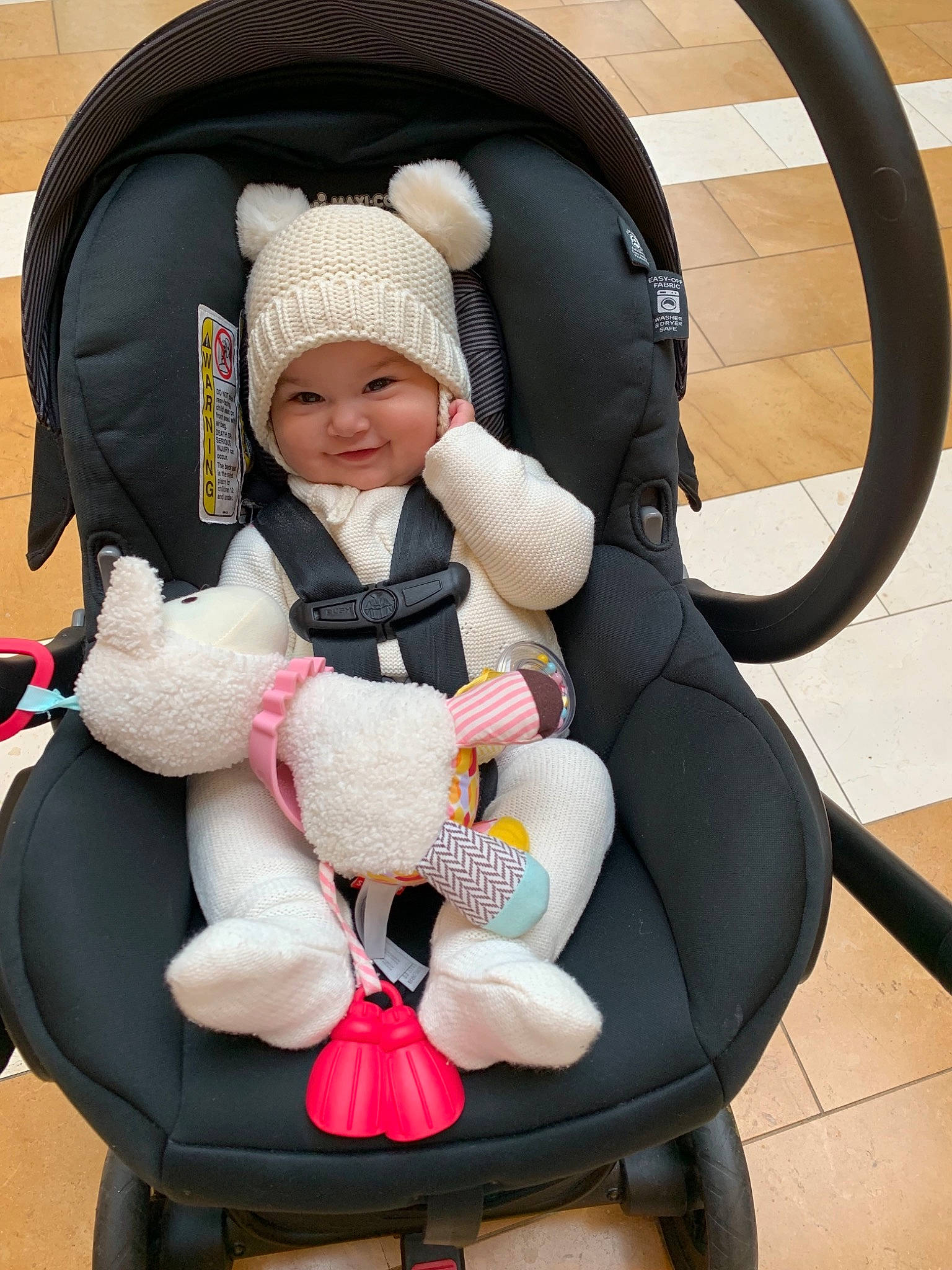 Ivanna is registered to the contest to win money with this photo: baby, baby_carriage, baby_in_car_seat, baby_products, car_seat, car_seat_cover, child, comfort, headwear, joy, person, product, toddler