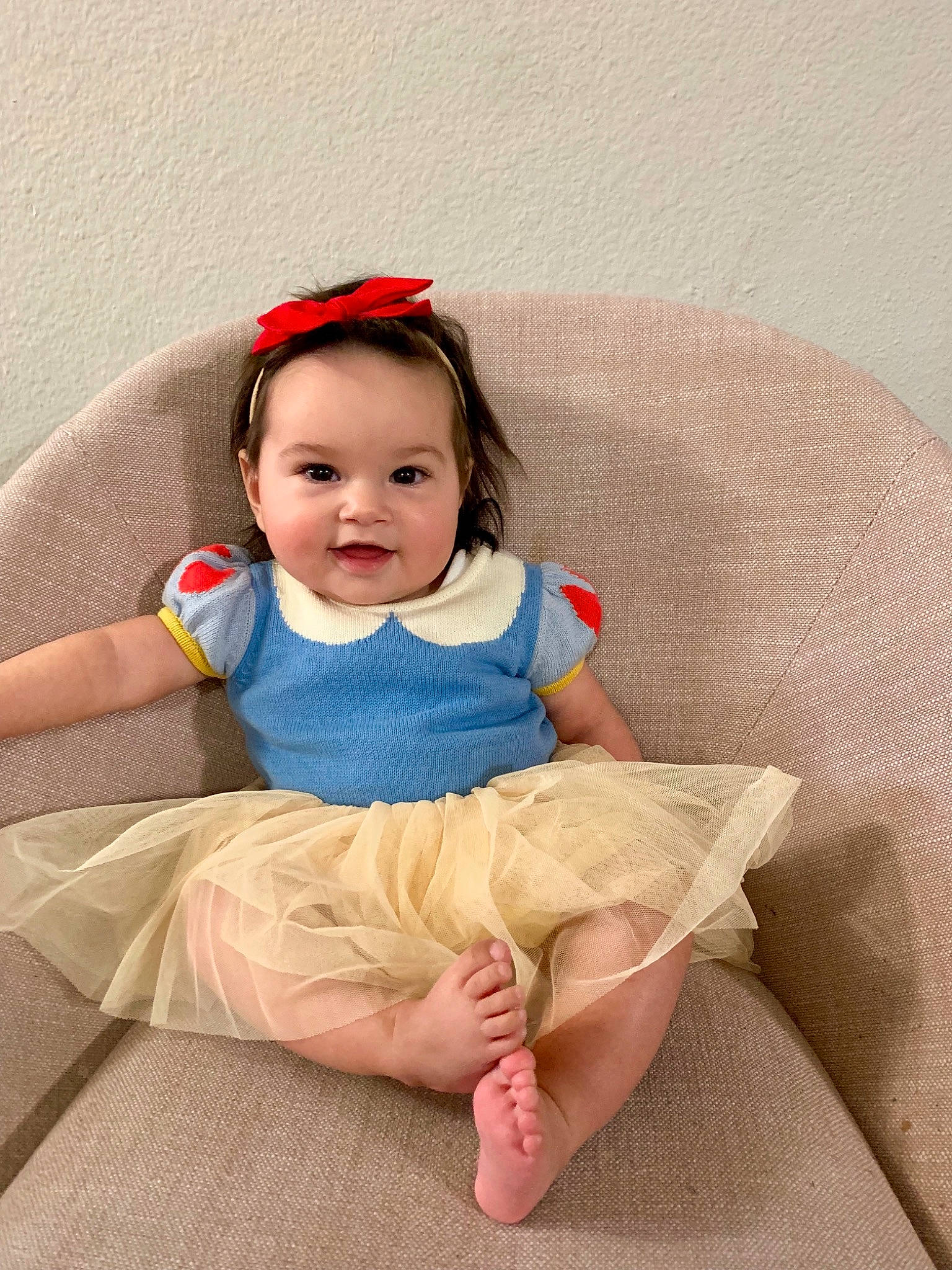 Ivanna joined the competition — help win amazing prizes! baby, baby_toddler_clothing, beauty, cheek, child, dress, ear, eye, finger, hair_accessory, hand, headgear, leg, person, pink, product, sitting, skin, sleeve, smile